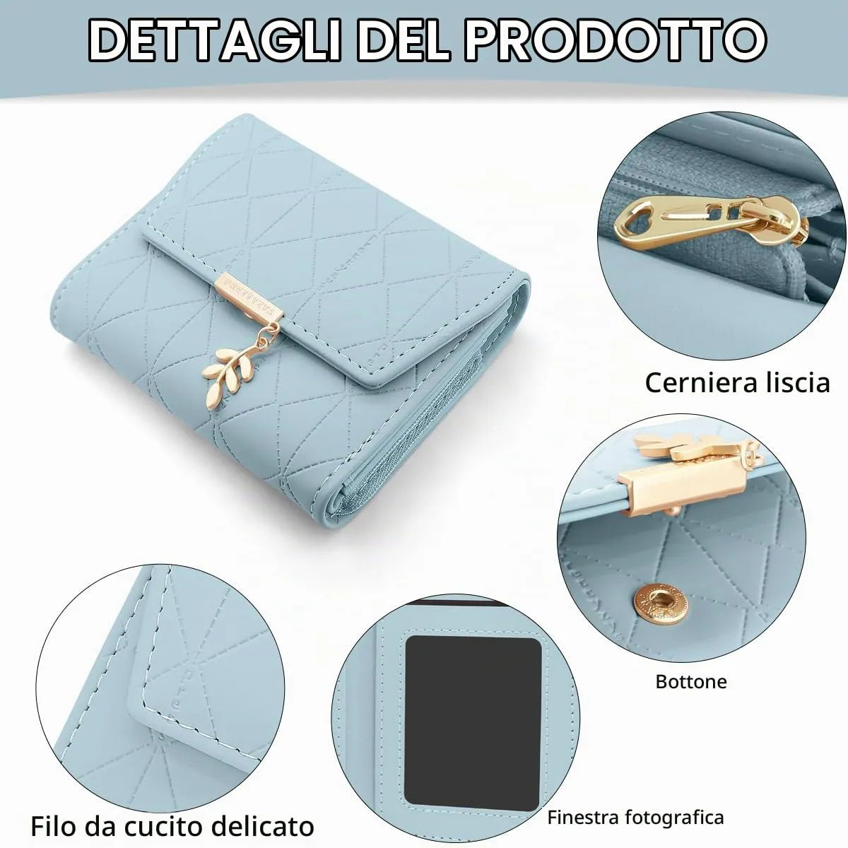REETEE Portafoglio Donna Piccolo in Pelle PU Corto Portafogli Donna con Portamonete di Cerniera, Small Portamonete Donna con 6 Slot Schede Mini Portafoglio Donna - immagine 4