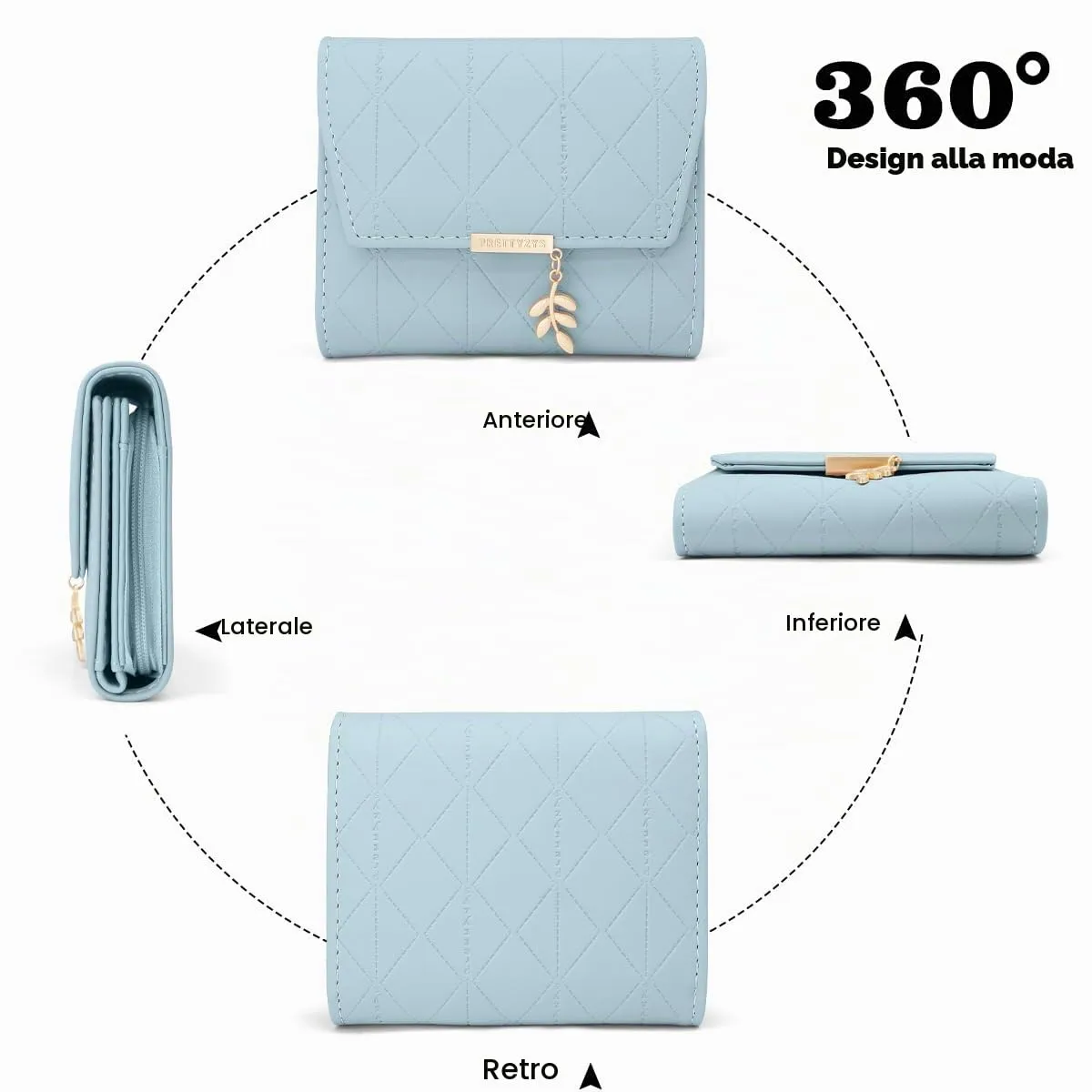REETEE Portafoglio Donna Piccolo in Pelle PU Corto Portafogli Donna con Portamonete di Cerniera, Small Portamonete Donna con 6 Slot Schede Mini Portafoglio Donna - immagine 5