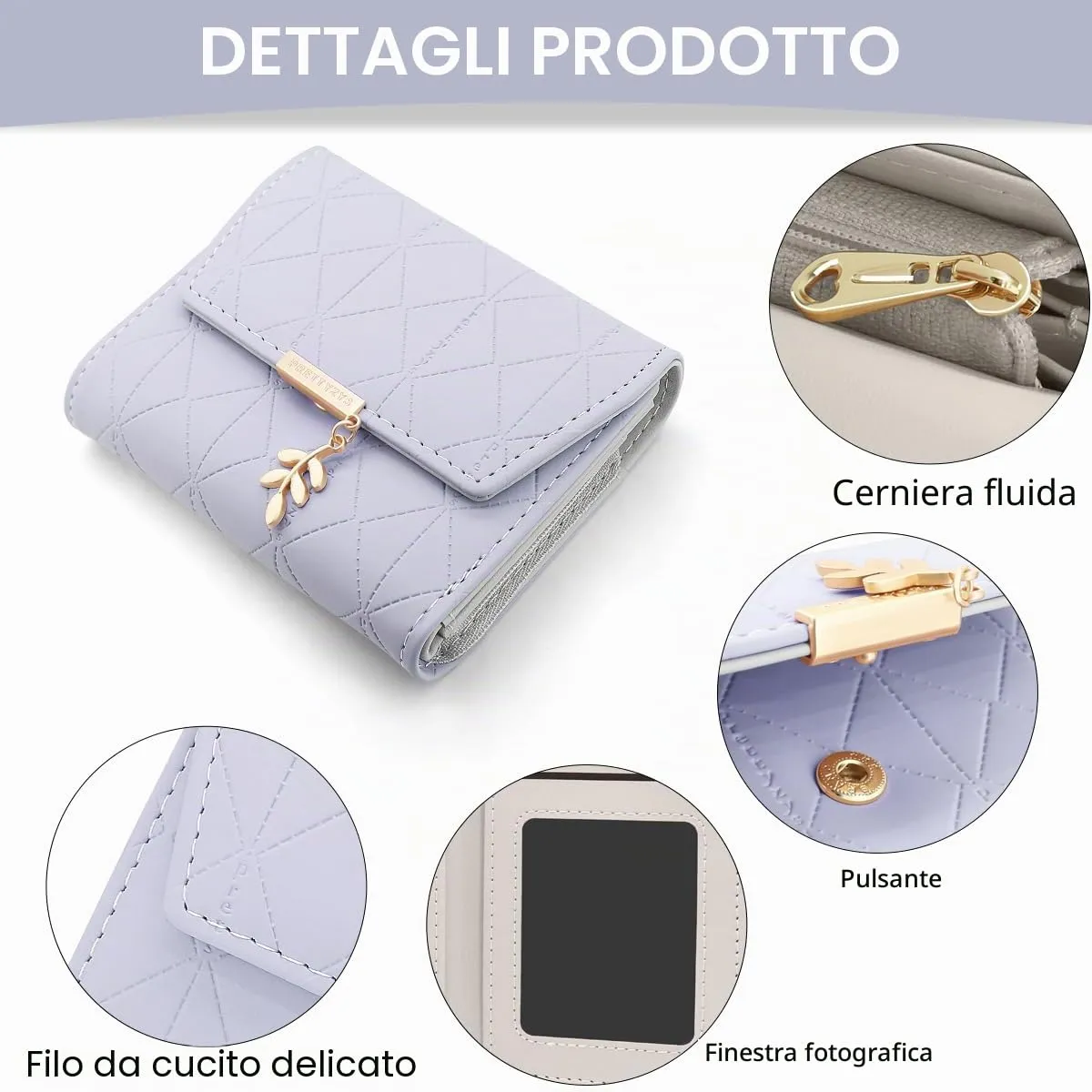 REETEE Portafoglio Donna Piccolo in Pelle PU Corto Portafogli Donna con Portamonete di Cerniera, Small Portamonete Donna con 6 Slot Schede Mini Portafoglio Donna - immagine 4
