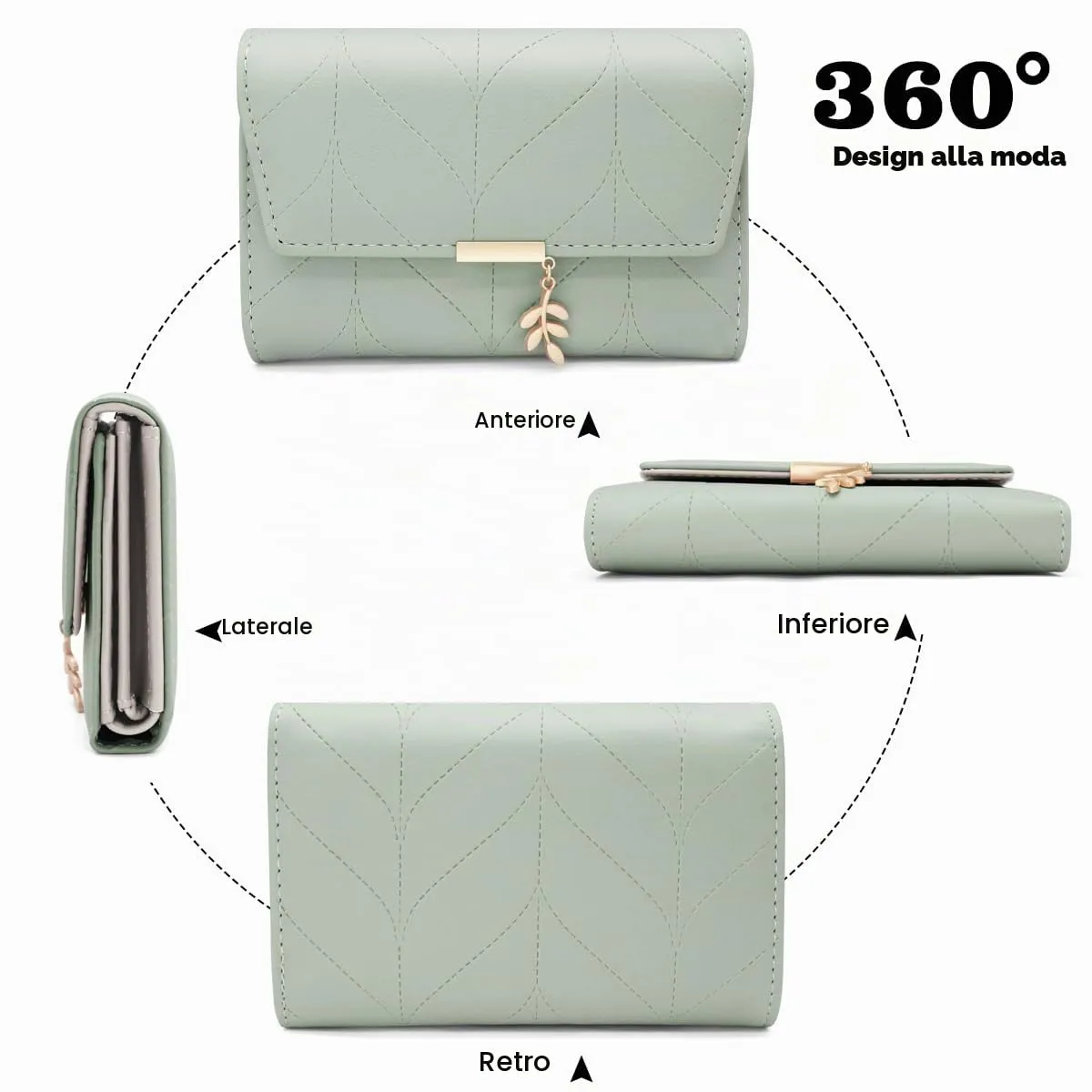 REETEE Portafoglio Donna Piccolo in Pelle PU Corto Portafogli Donna con Portamonete di Cerniera, Small Portamonete Donna con 6 Slot Schede Mini Portafoglio Donna - immagine 5