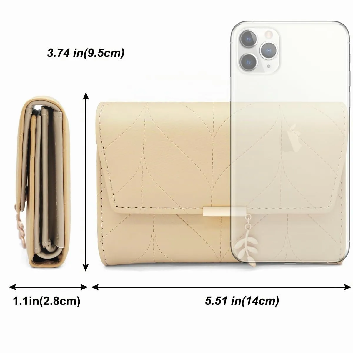 REETEE Portafoglio Donna Piccolo in Pelle PU Corto Portafogli Donna con Portamonete di Cerniera, Small Portamonete Donna con 6 Slot Schede Mini Portafoglio Donna (L-Albicocca) - immagine 6