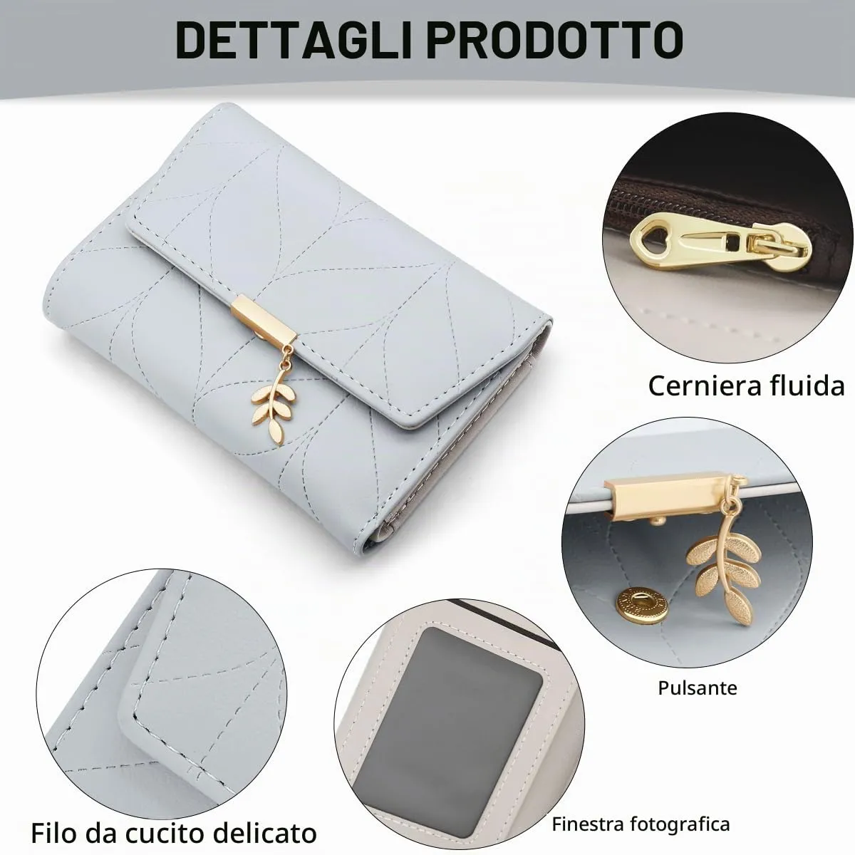 REETEE Portafoglio Donna Piccolo in Pelle PU Corto Portafogli Donna con Portamonete di Cerniera, Small Portamonete Donna con 6 Slot Schede Mini Portafoglio Donna - immagine 3
