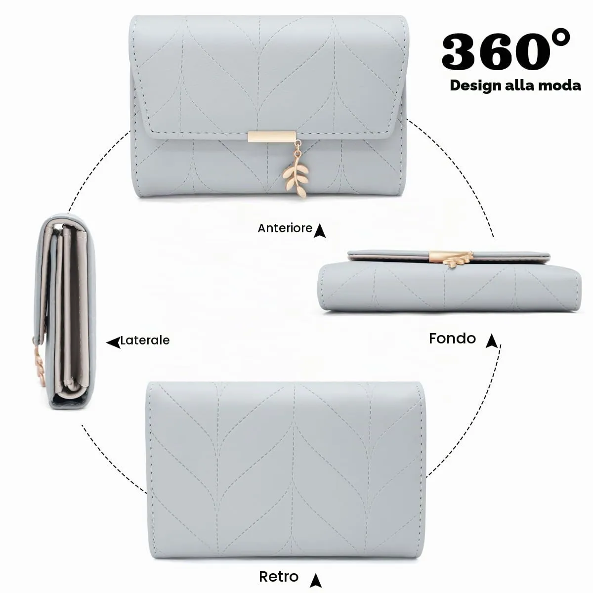 REETEE Portafoglio Donna Piccolo in Pelle PU Corto Portafogli Donna con Portamonete di Cerniera, Small Portamonete Donna con 6 Slot Schede Mini Portafoglio Donna - immagine 5