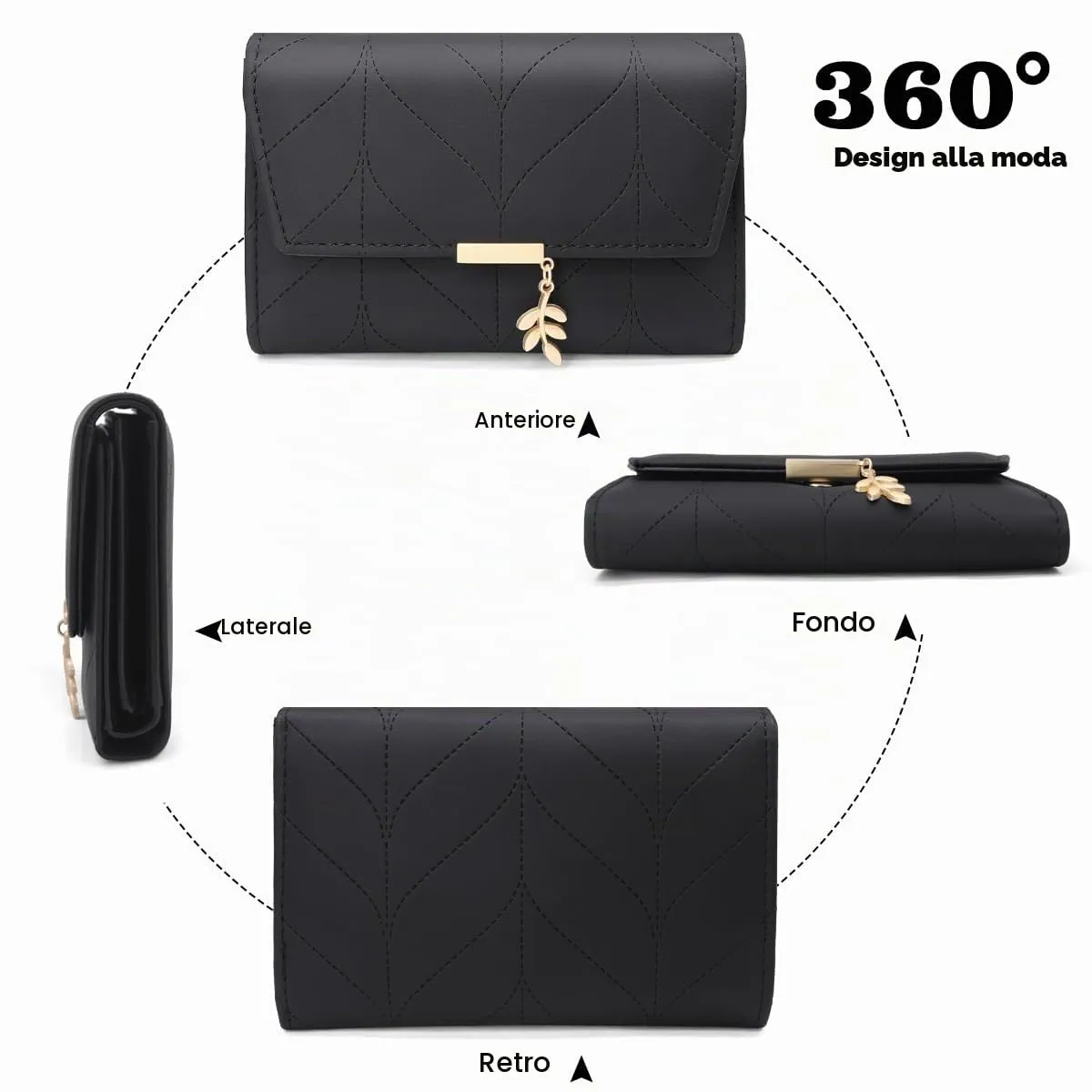 REETEE Portafoglio Donna Piccolo in Pelle PU Corto Portafogli Donna con Portamonete di Cerniera, Small Portamonete Donna con 6 Slot Schede Mini Portafoglio Donna - immagine 5