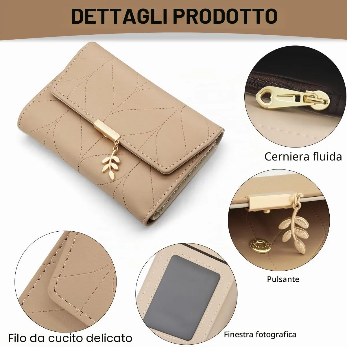 REETEE Portafoglio Donna Piccolo in Pelle PU Corto Portafogli Donna con Portamonete di Cerniera, Small Portamonete Donna con 6 Slot Schede Mini Portafoglio Donna - immagine 3