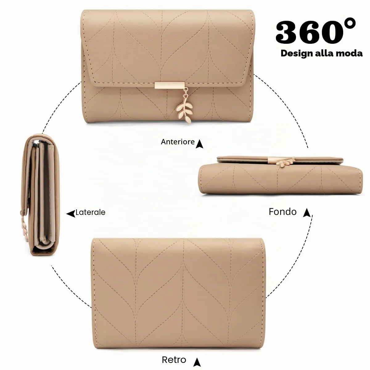 REETEE Portafoglio Donna Piccolo in Pelle PU Corto Portafogli Donna con Portamonete di Cerniera, Small Portamonete Donna con 6 Slot Schede Mini Portafoglio Donna - immagine 5