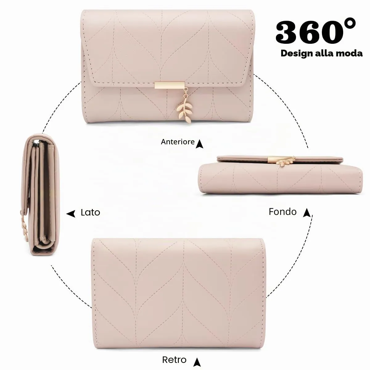 REETEE Portafoglio Donna Piccolo in Pelle PU Corto Portafogli Donna con Portamonete di Cerniera, Small Portamonete Donna con 6 Slot Schede Mini Portafoglio Donna - immagine 5