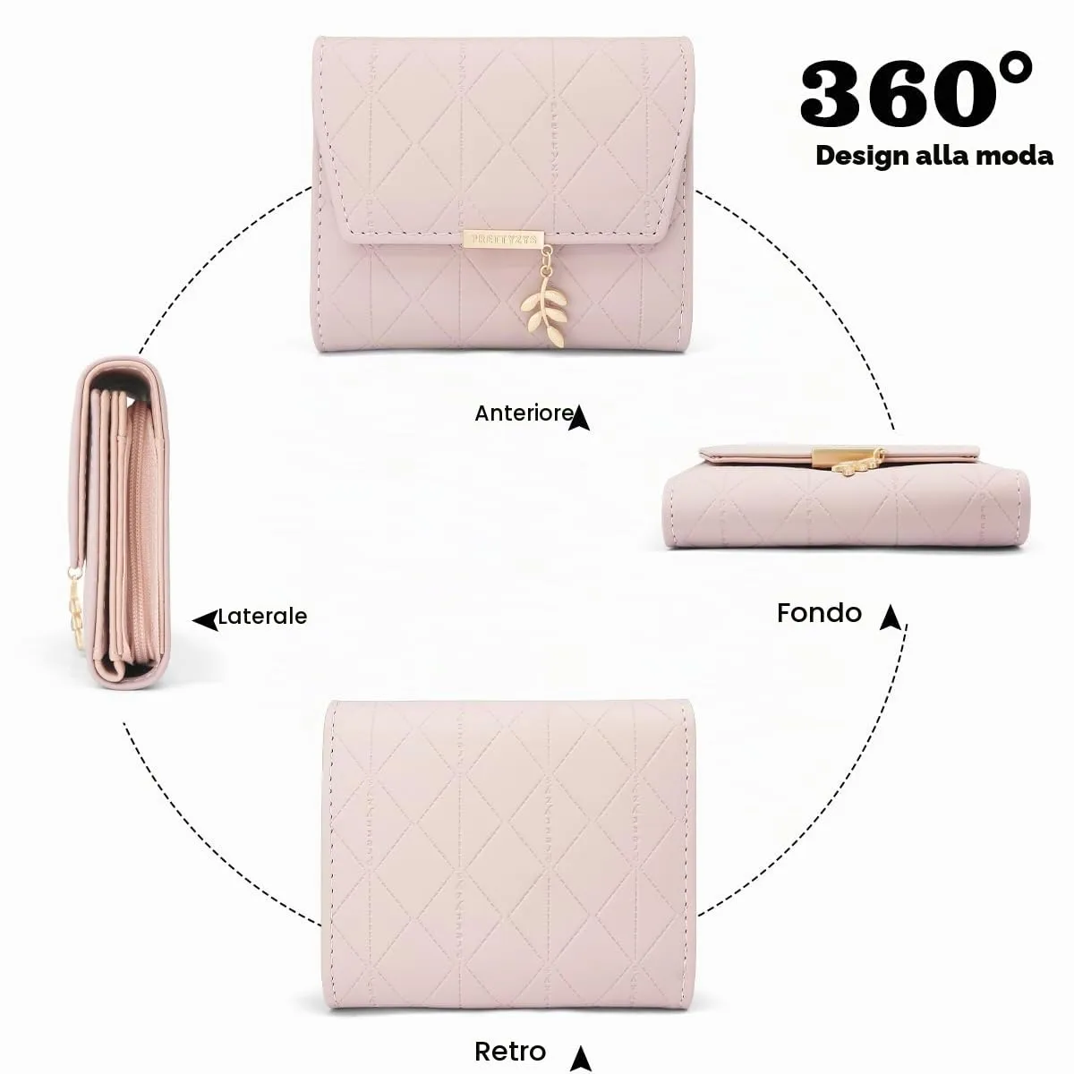 REETEE Portafoglio Donna Piccolo in Pelle PU Corto Portafogli Donna con Portamonete di Cerniera, Small Portamonete Donna con 6 Slot Schede Mini Portafoglio Donna - immagine 5