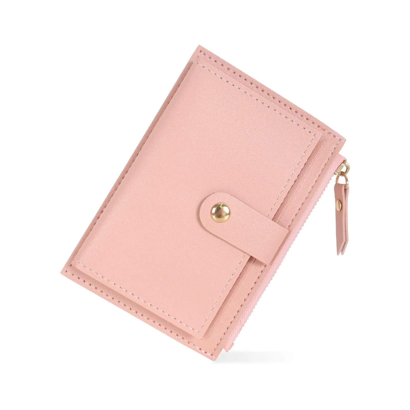 DEARBAG Portafoglio Donna Piccoli, Porta Carte di Credito in Pelle PU, Portamonete con Cerniera, Portafogli Corto Donna, con 6 Slot Schede, per Donnas Ragazza Signore, 14 * 9 * 0.5cm (Rosa) - immagine 1