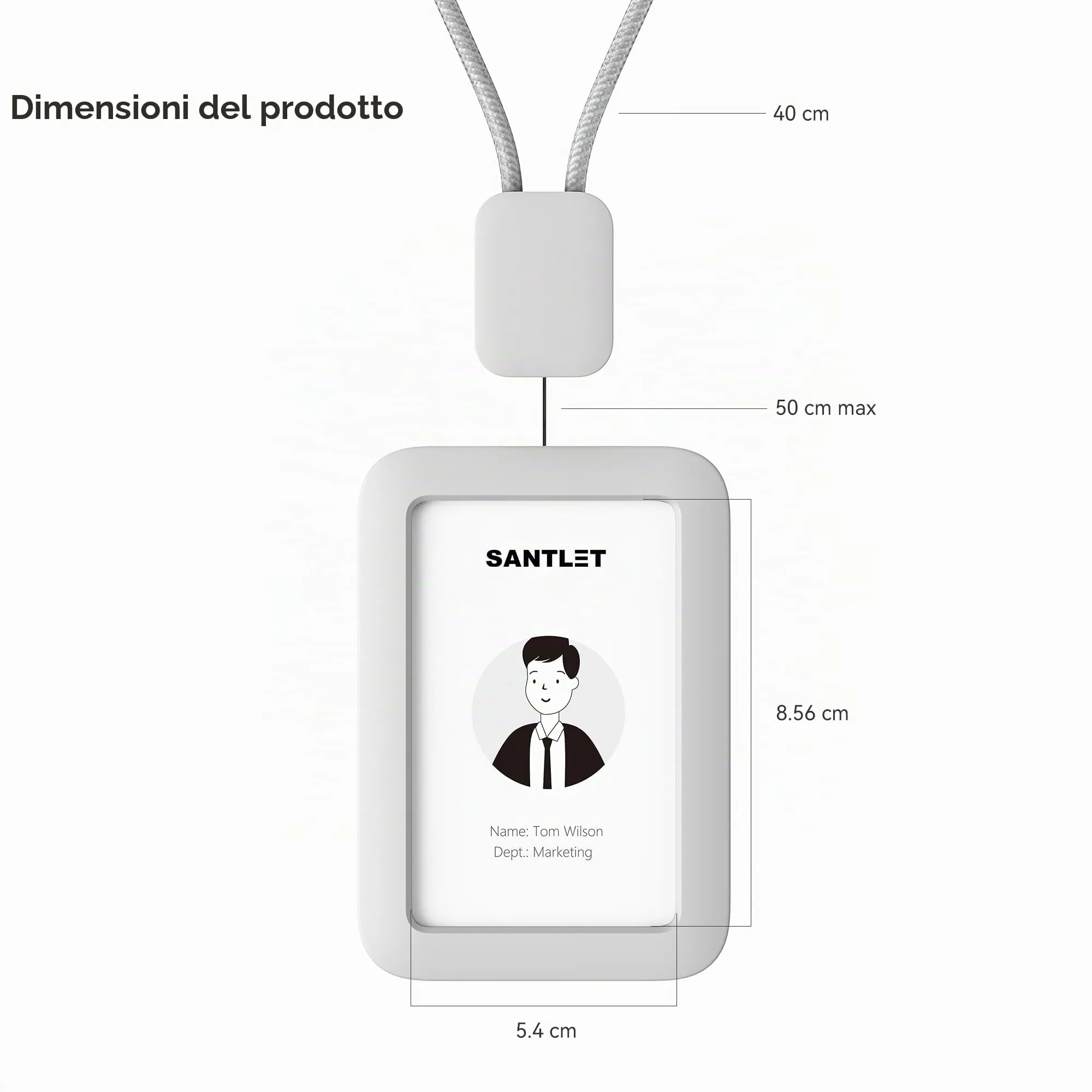SANTLET Cordino per Portabadge, Silicone Morbido, Cavo Retrattile - immagine 2