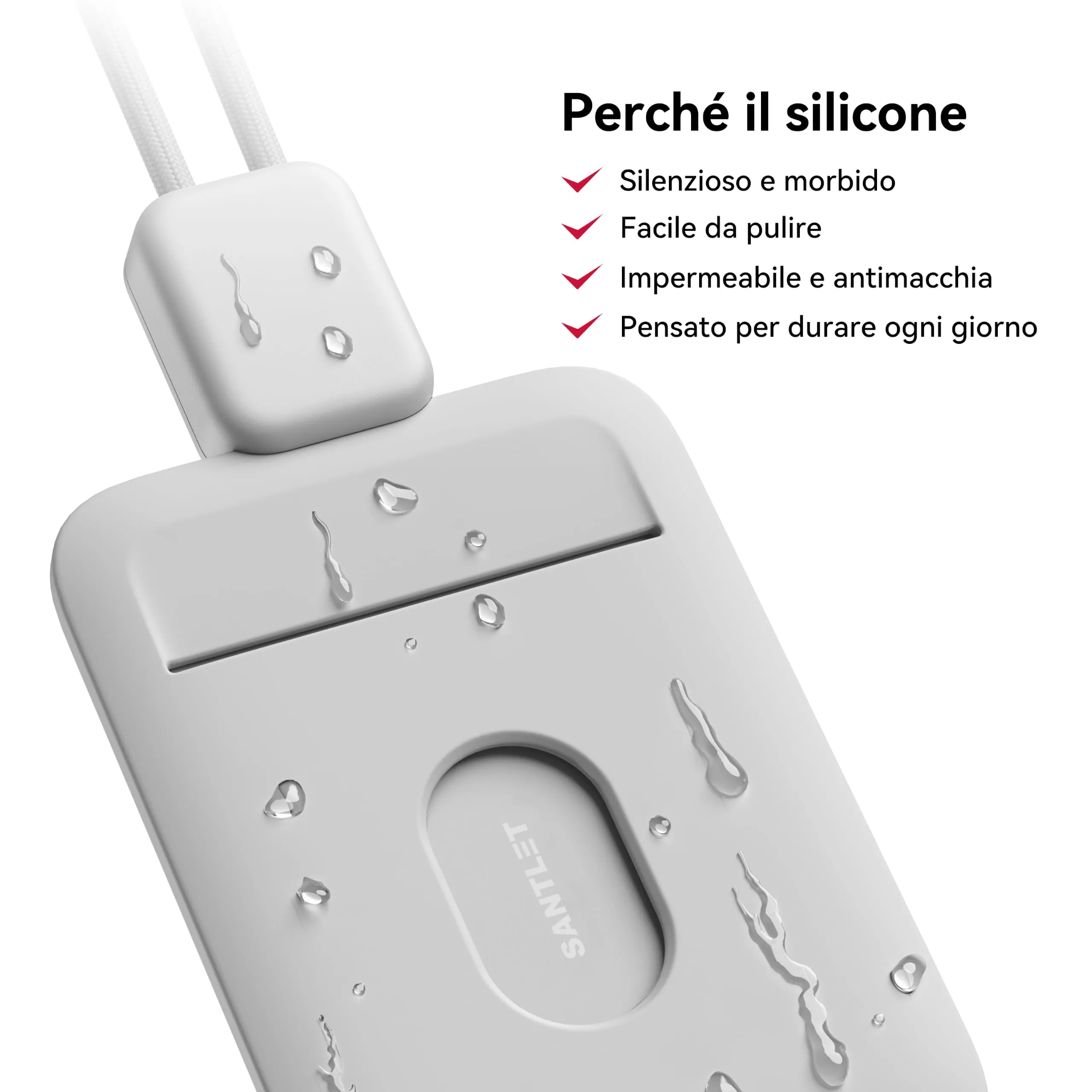 SANTLET Cordino per Portabadge, Silicone Morbido, Cavo Retrattile - immagine 4