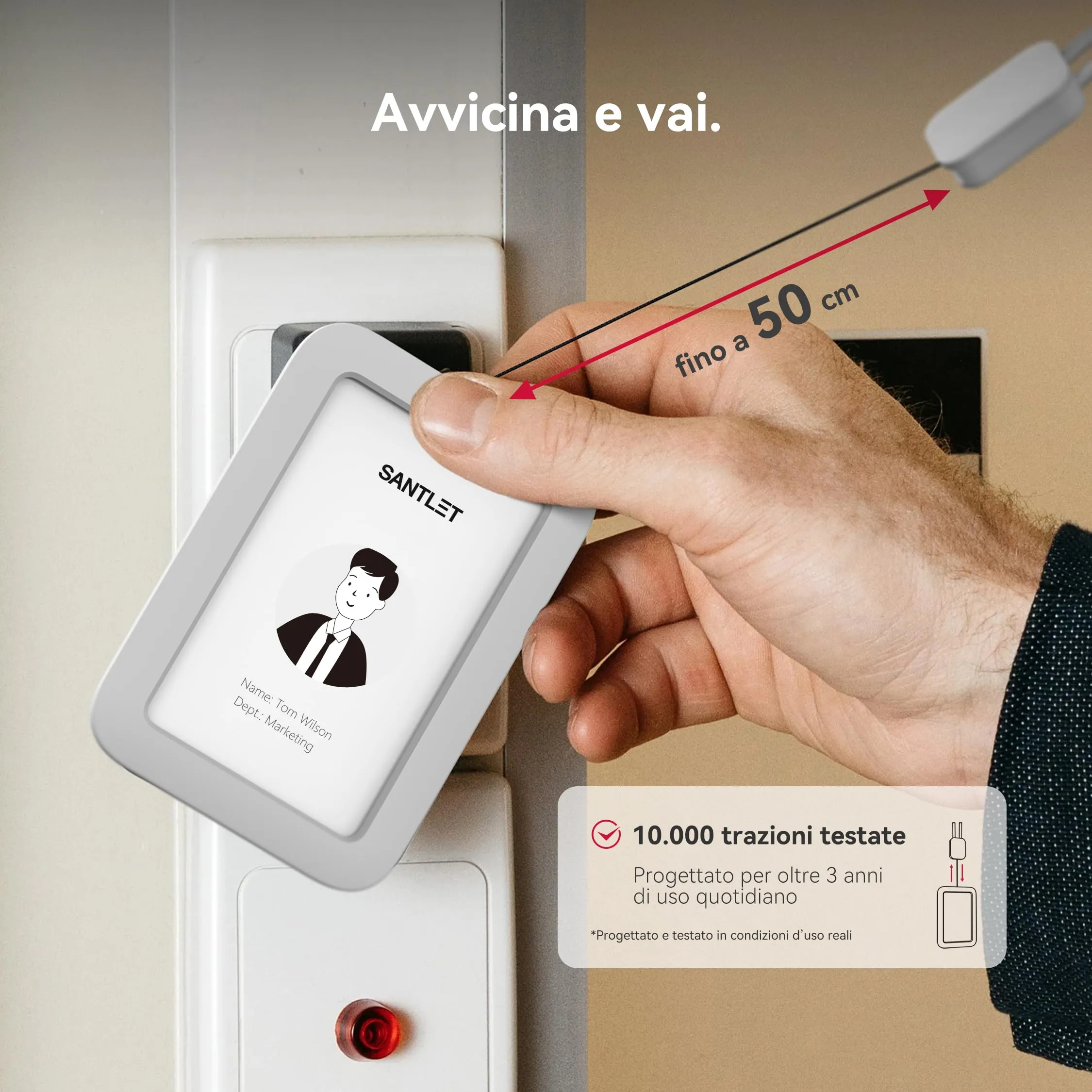 SANTLET Cordino per Portabadge, Silicone Morbido, Cavo Retrattile - immagine 8