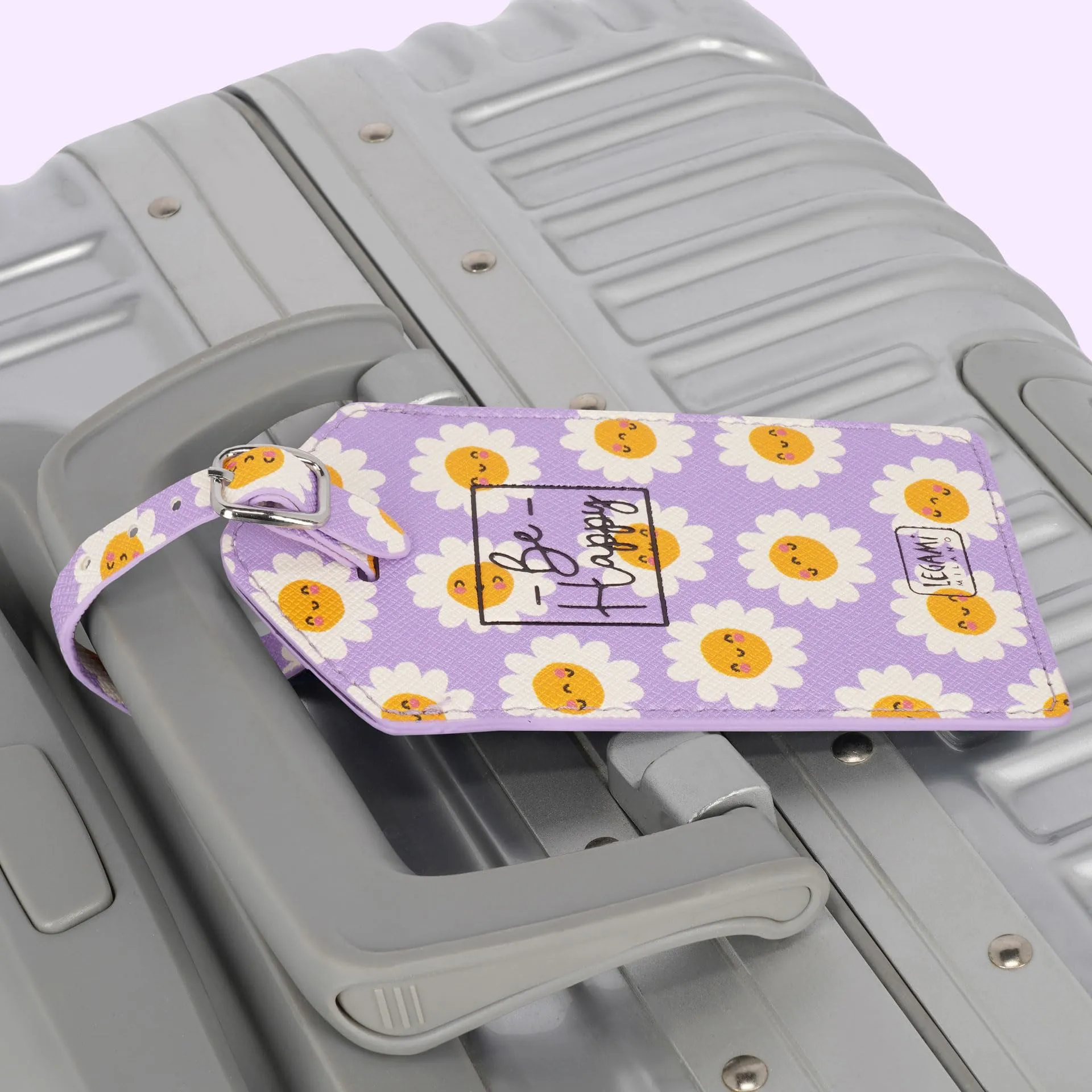 Legami - Etichetta Bagaglio, Luggage Tag per Valigia, Accessorio per Viaggio Aereo Crociera Treno, Tag del Bagaglio per Proteggi Dati in Pelle PU e Microfibra, Daisy - immagine 4