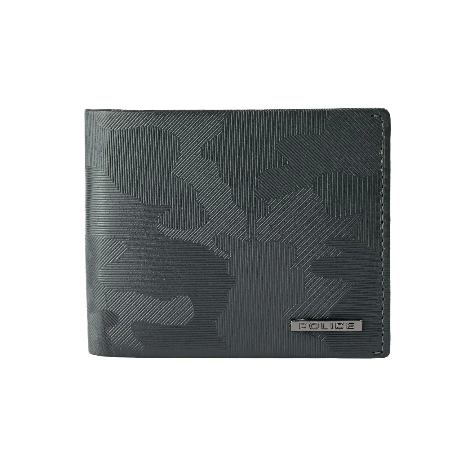 Police Portafoglio Uomo Vera Pelle Sottile con Portamonete e Portacarte, Grigio Texture Geometrica, Scatola Regalo - immagine 1
