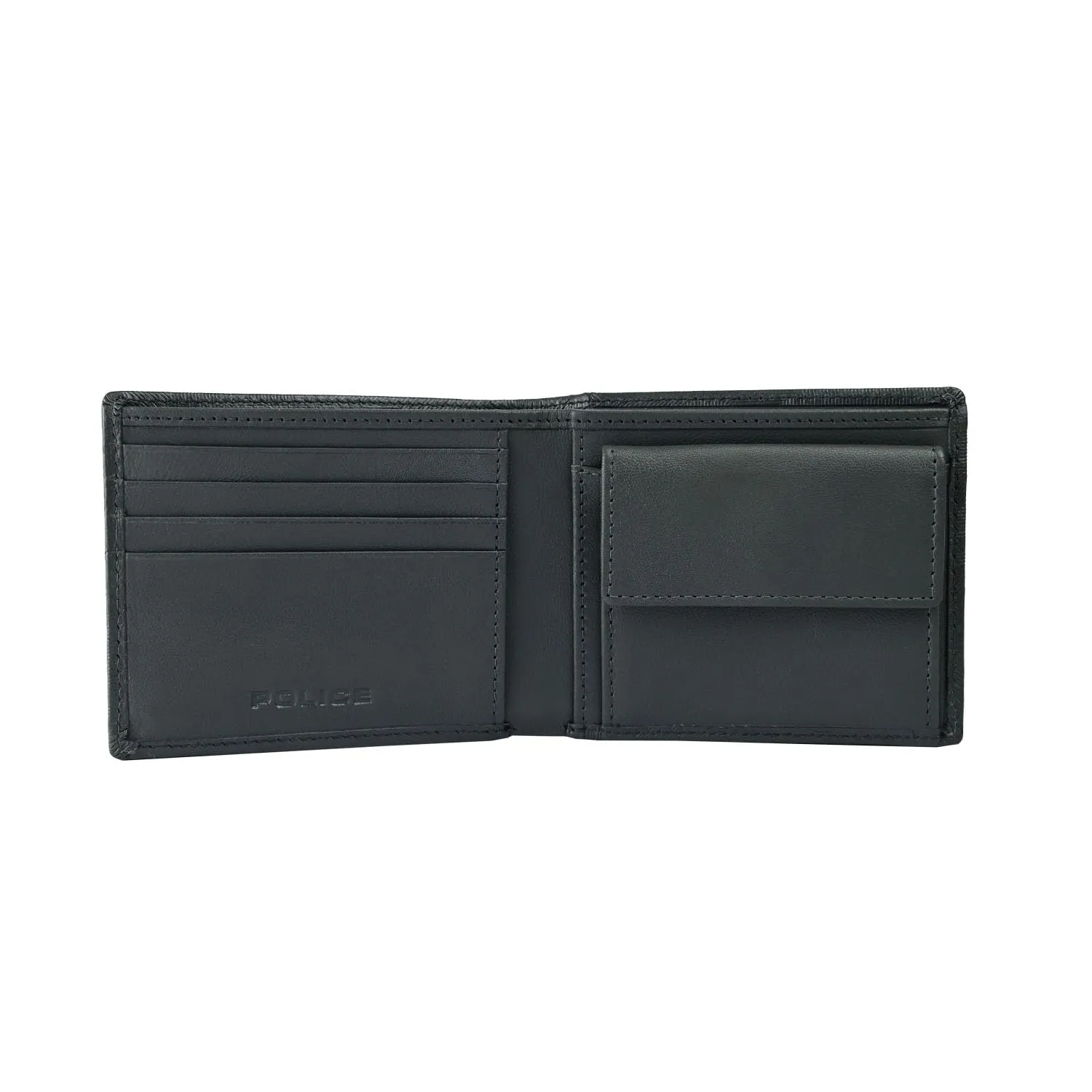 Police Portafoglio Uomo Vera Pelle Sottile con Portamonete e Portacarte, Grigio Texture Geometrica, Scatola Regalo - immagine 2