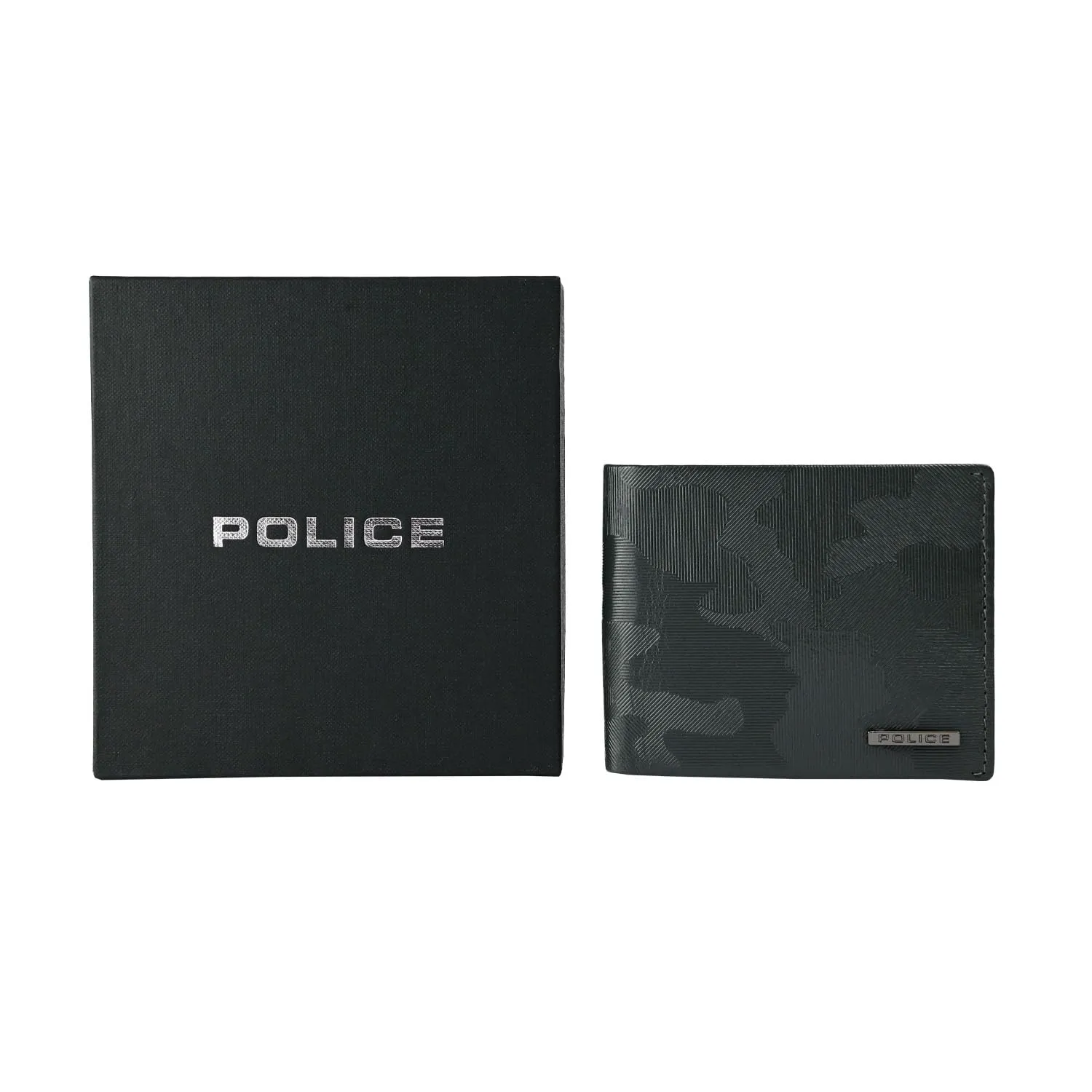 Police Portafoglio Uomo Vera Pelle Sottile con Portamonete e Portacarte, Grigio Texture Geometrica, Scatola Regalo - immagine 6