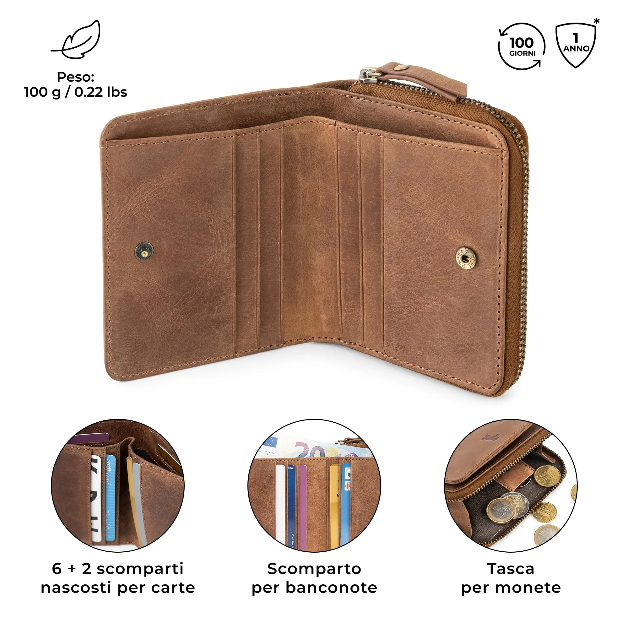 Berliner Bags Portafoglio Sara Donna Piccolo con Portamonete e RFID Pelle - immagine 3