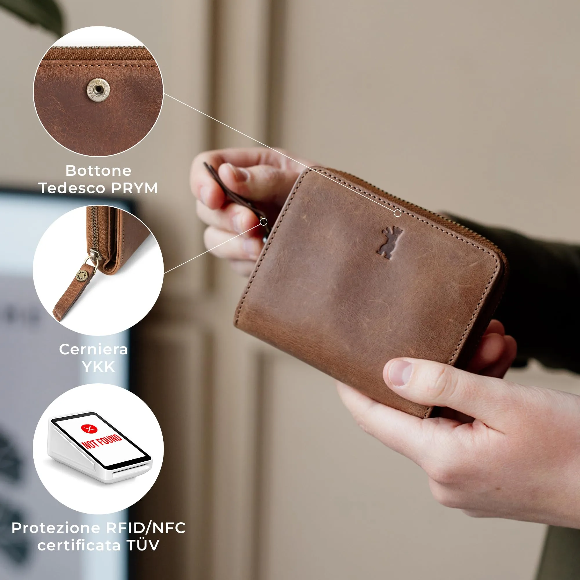 Berliner Bags Portafoglio Sara Donna Piccolo con Portamonete e RFID Pelle - immagine 4