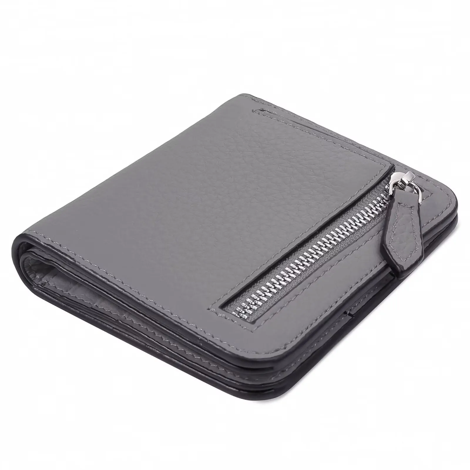 GADIEMKENSD Small Wallet Bifold RFID Credit Card Holder for Men Leather Coin Ladies Purse RFID Blocking Mini Compact Pocket Wallet with Zipper Card Cash Slots Ultra Slim Minimalist Deep Grey - immagine 1