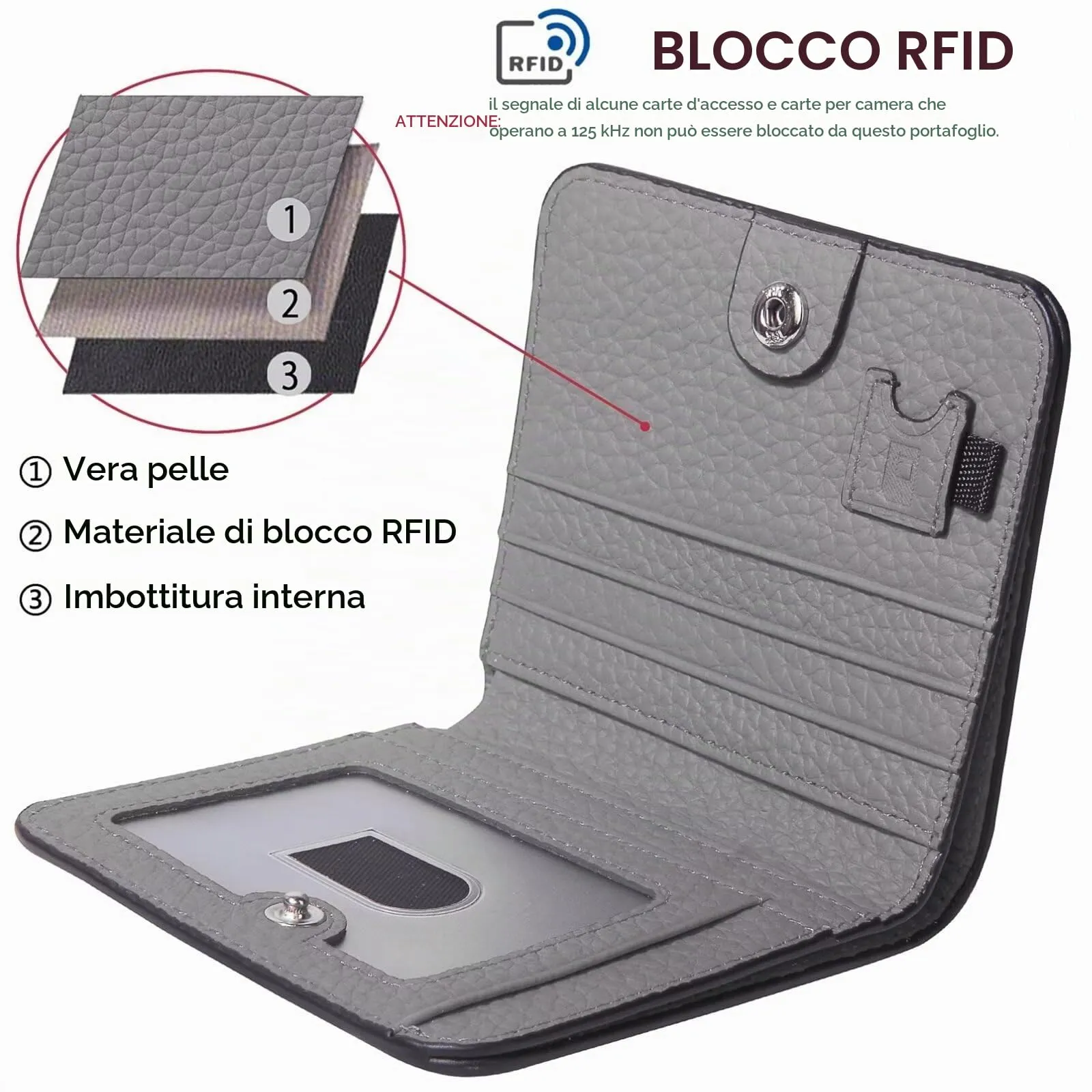 GADIEMKENSD Small Wallet Bifold RFID Credit Card Holder for Men Leather Coin Ladies Purse RFID Blocking Mini Compact Pocket Wallet with Zipper Card Cash Slots Ultra Slim Minimalist Deep Grey - immagine 4