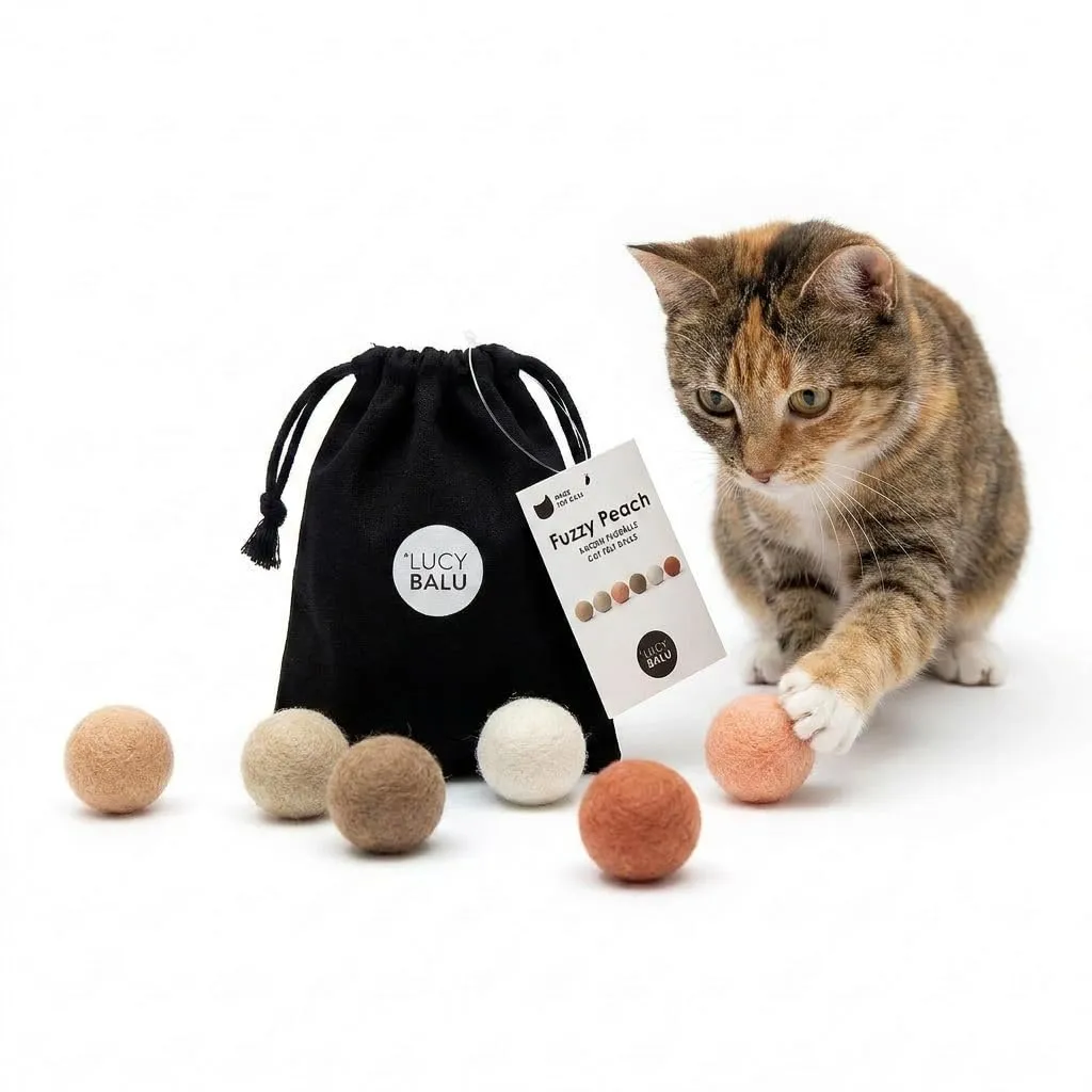 LucyBalu® Peach Fuzz Palline in feltro di lana per gatti - immagine 1