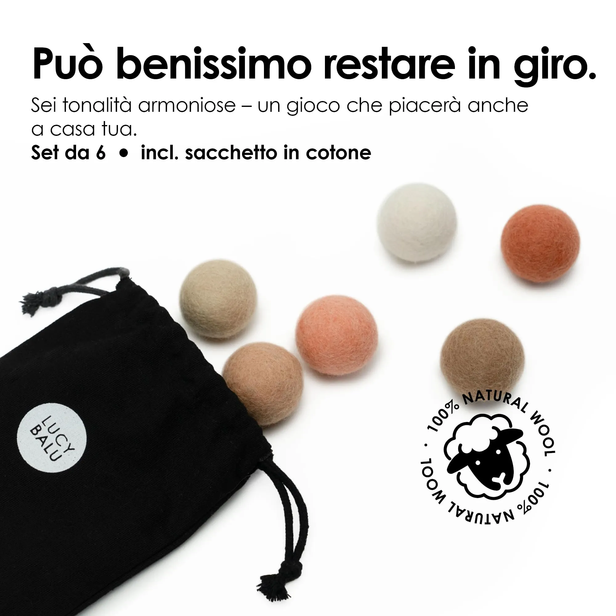 LucyBalu® Peach Fuzz Palline in feltro di lana per gatti - immagine 6