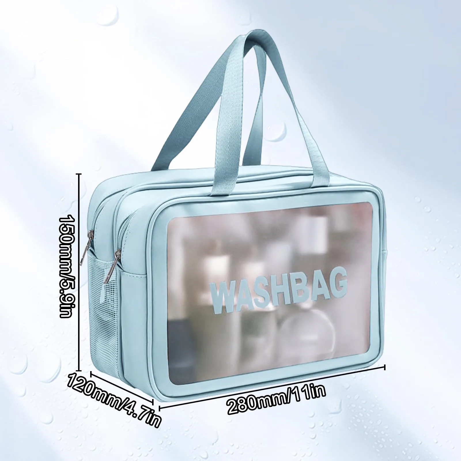 Borsa Cosmetica da Donna Borsa da Cultura da Uomo Asciutto e Separazione Nasale Portatile Impermeabile Borsa da Toilette con Grande Capacità Blu 28 x 12 x 15 cm / 11,02 x 4,72 x 5,91 Pollice - immagine 5