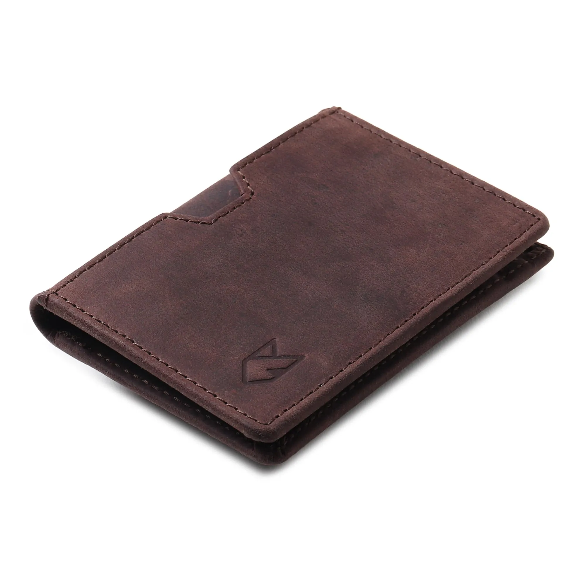 Portafoglio in pelle Portacarte di credito per uomini e donne, portafoglio con blocco RFID sottile tasca anteriore, custodia per carte di credito sottile, Hunter Coffee Brown, 10.2 cm x 0.5 cm x 7.6 - immagine 1