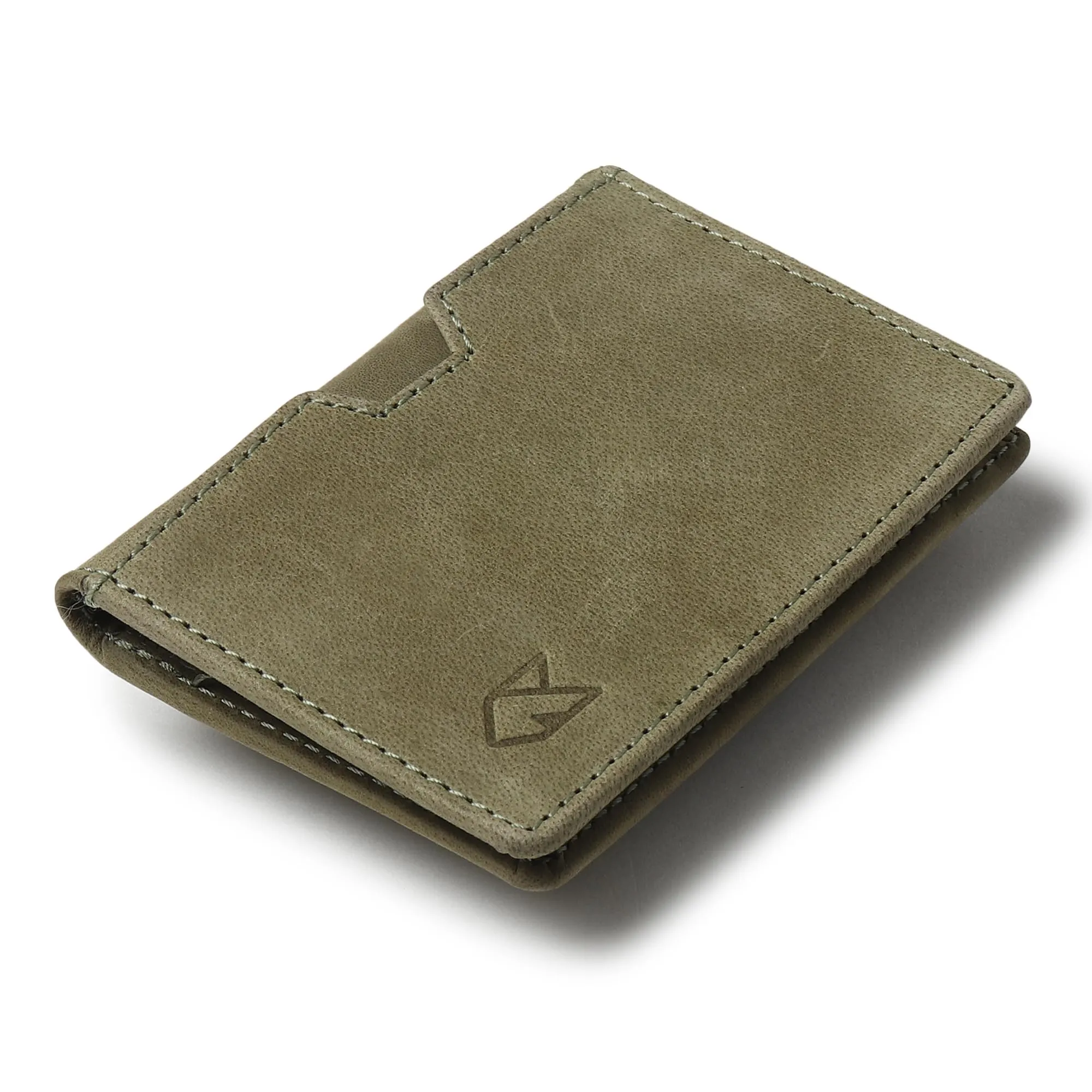 FOXHACKLE Portafoglio porta carte di credito in pelle per uomini e donne, portafoglio sottile bifold con blocco RFID, tasca frontale sottile portafoglio minimalista, piccola custodia per carte, Verde - immagine 1