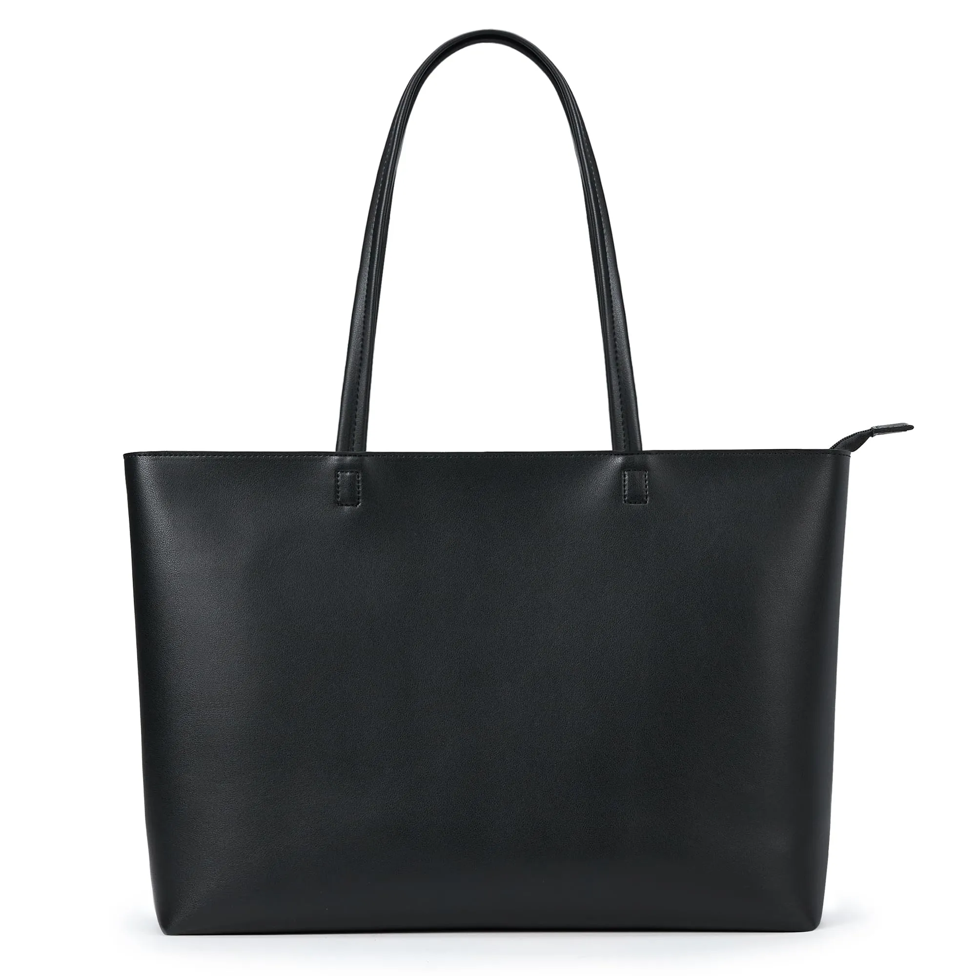 KALIDI, Borsa larga da donna, con cerniera, impermeabile, in poliuretano, per lavoro, scuola, viaggi, uso quotidiano, Nero-L, Large - immagine 1