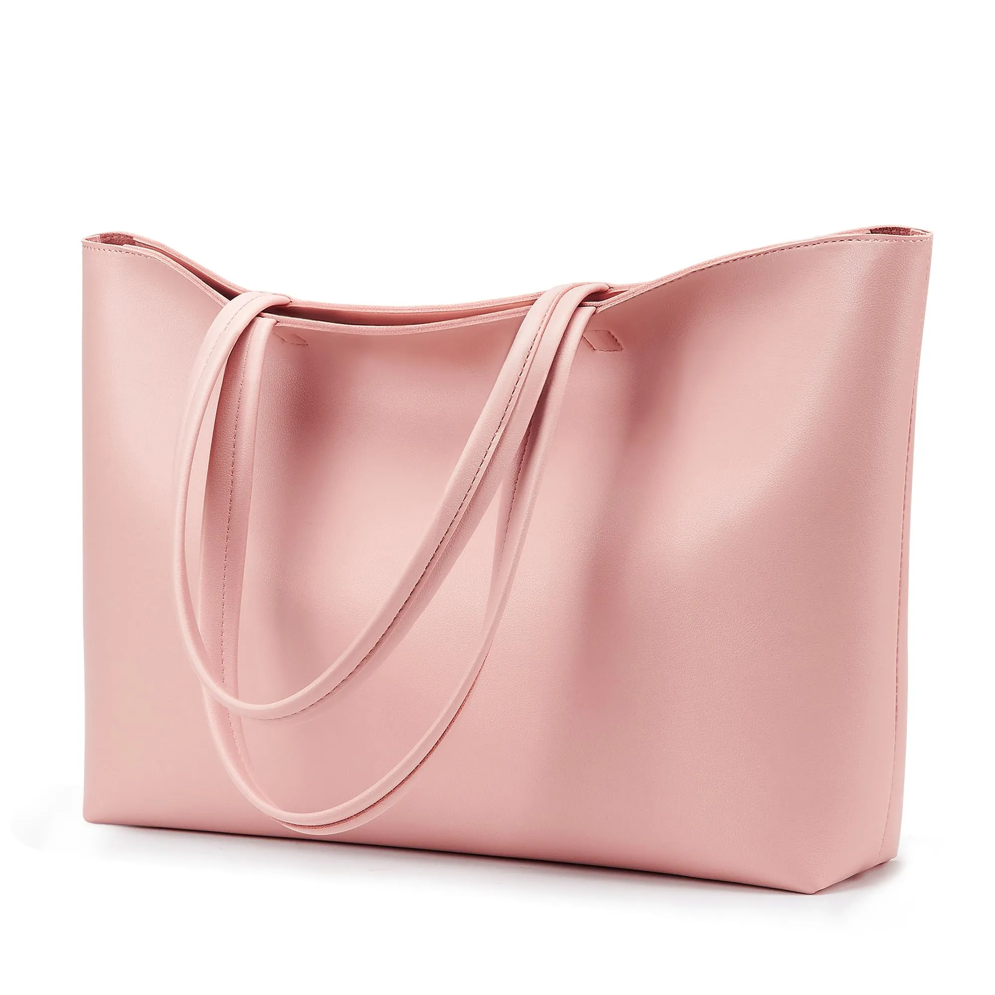 KALIDI, Borsa larga da donna, con cerniera, impermeabile, in poliuretano, per lavoro, scuola, viaggi, uso quotidiano, rosa, Large - immagine 1