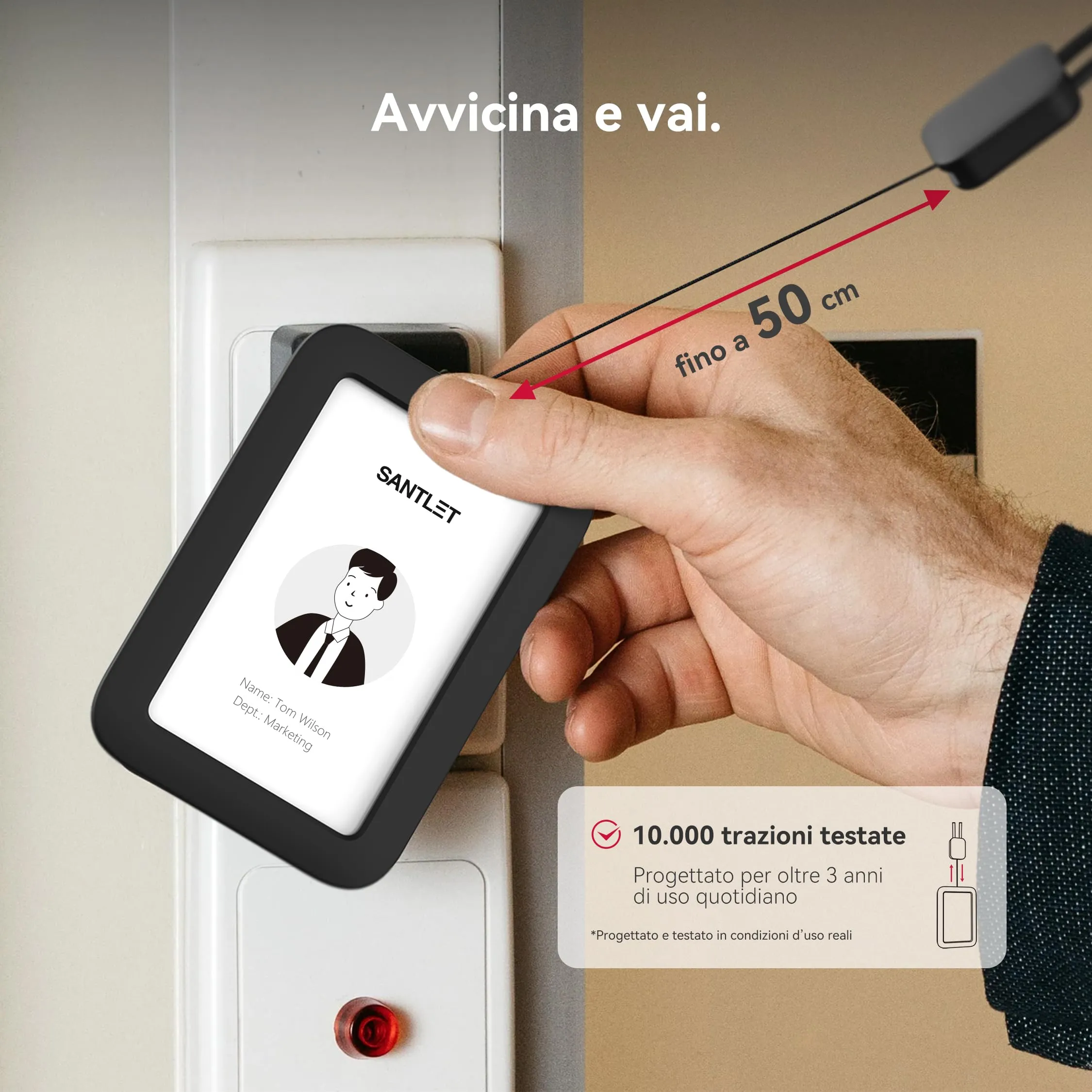 SANTLET Cordino per Portabadge, Silicone Morbido, Cavo Retrattile - immagine 8