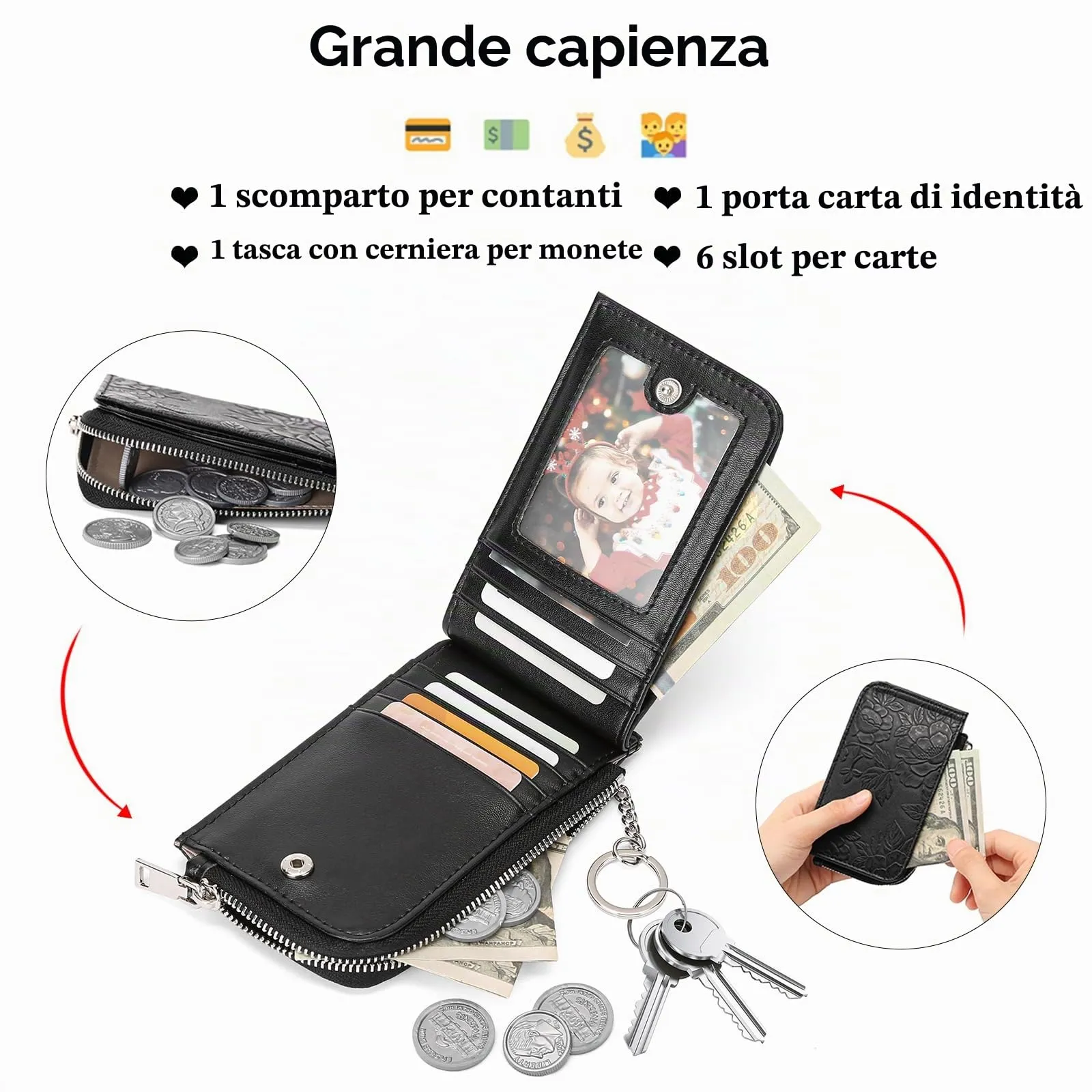 GAEKEAO Portafoglio Donna Piccolo RFID Blocking Leather Bifold Portafoglios Donna di carta di credito Portamonete con finestra ID - immagine 2