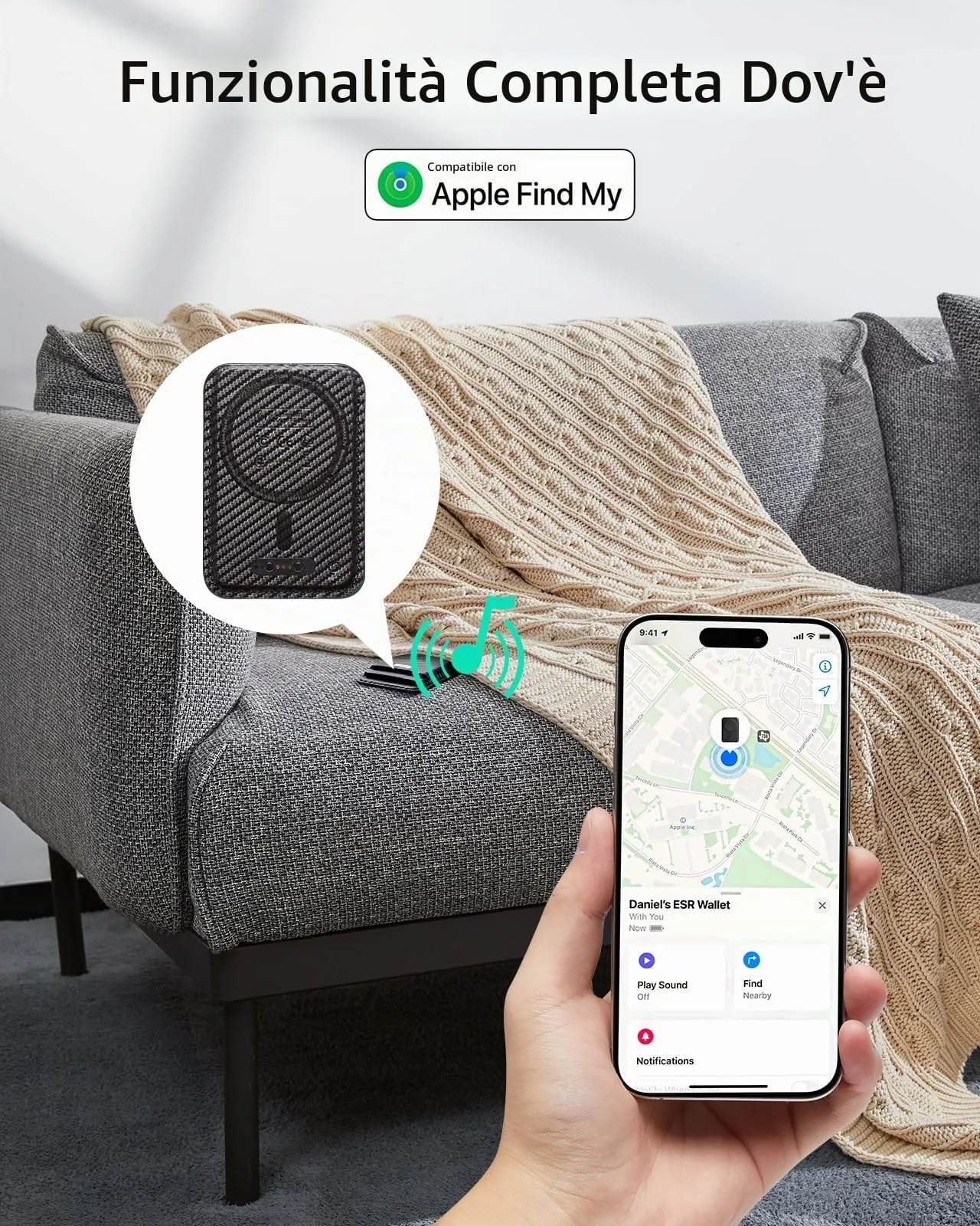 ESR Portafoglio per MagSafe con Funzionalità Find My, Supporto per 5 carte - immagine 2