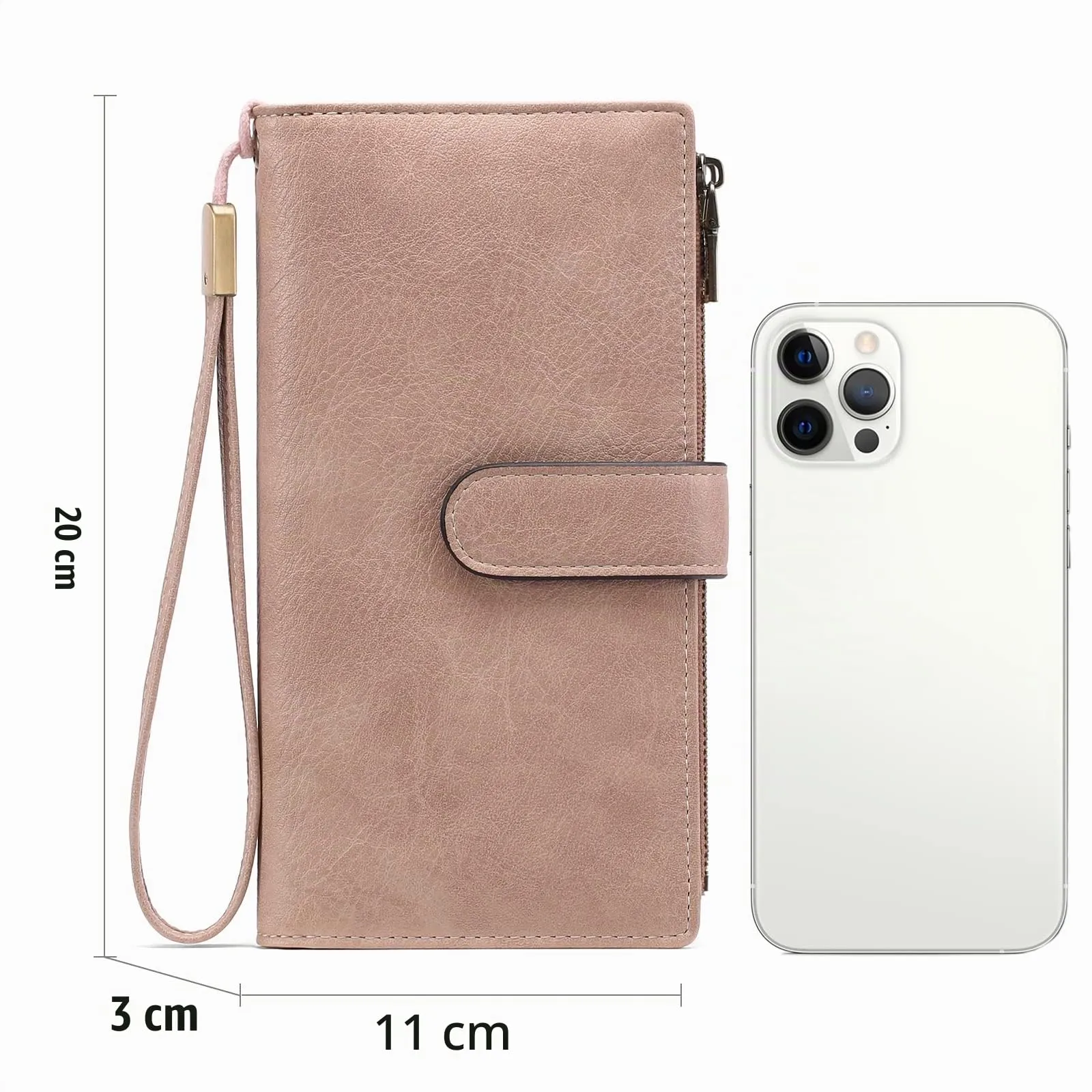 GOIACII Portafoglio Donna Grande Formato Lungo Portafogli Pelle RFID Blocco con Slot per Schede Multiple Portamonete da Polso - immagine 5