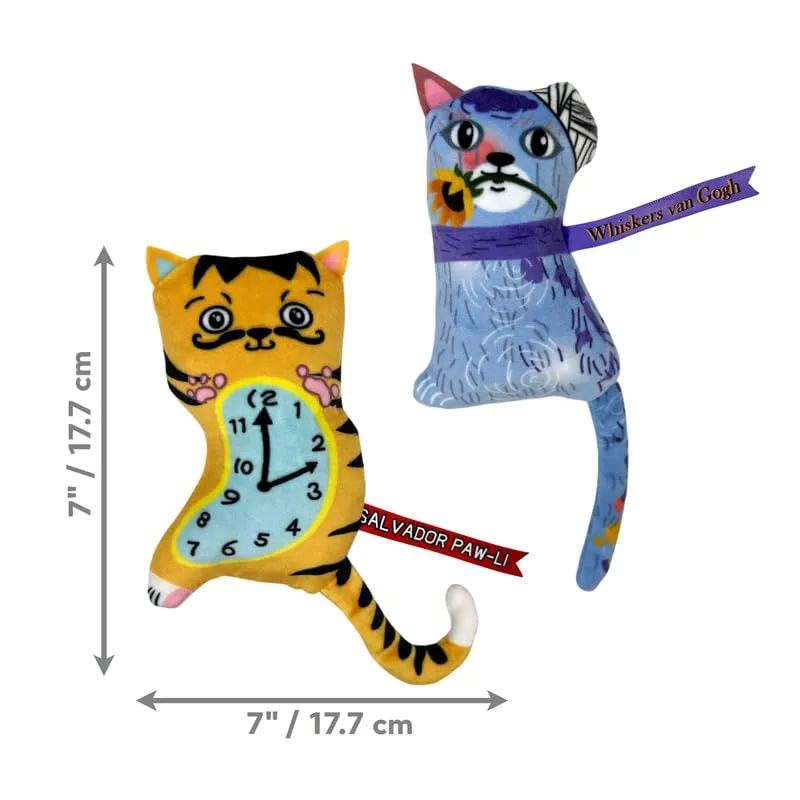 KONG Artz Cats - Giocattoli per gatti scoppiettanti con erba gatta, nastro e coda (Dali/Van Gogh) - immagine 3