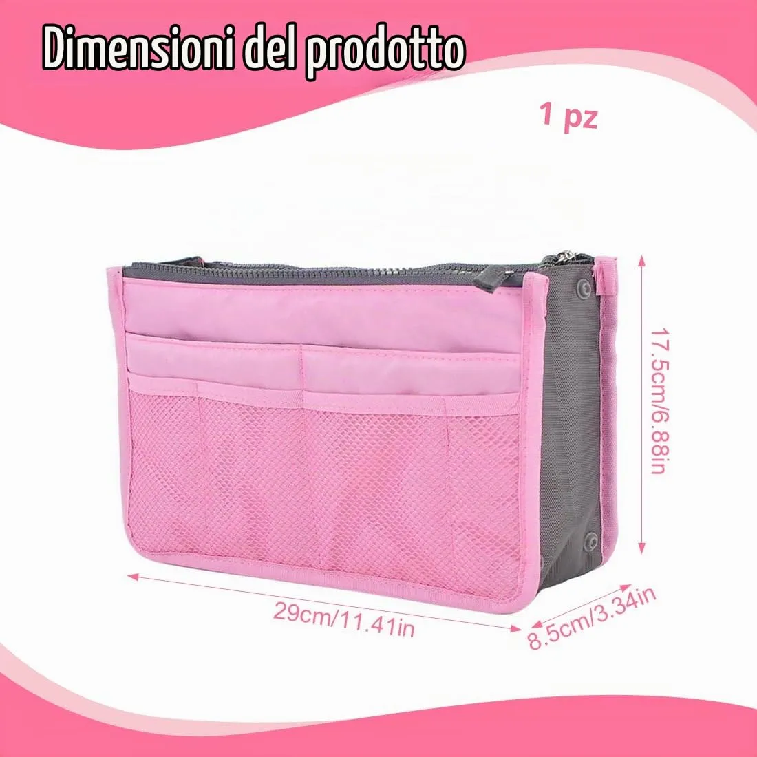 GXGM 1 Pezzo borsa organizer Organizzatore Borsa Donna Economico,organizer borsa,Comodo Pratico Organizer Espandibile,Trasferimento Quotidiano Facile e Veloce (Rosa) - immagine 2