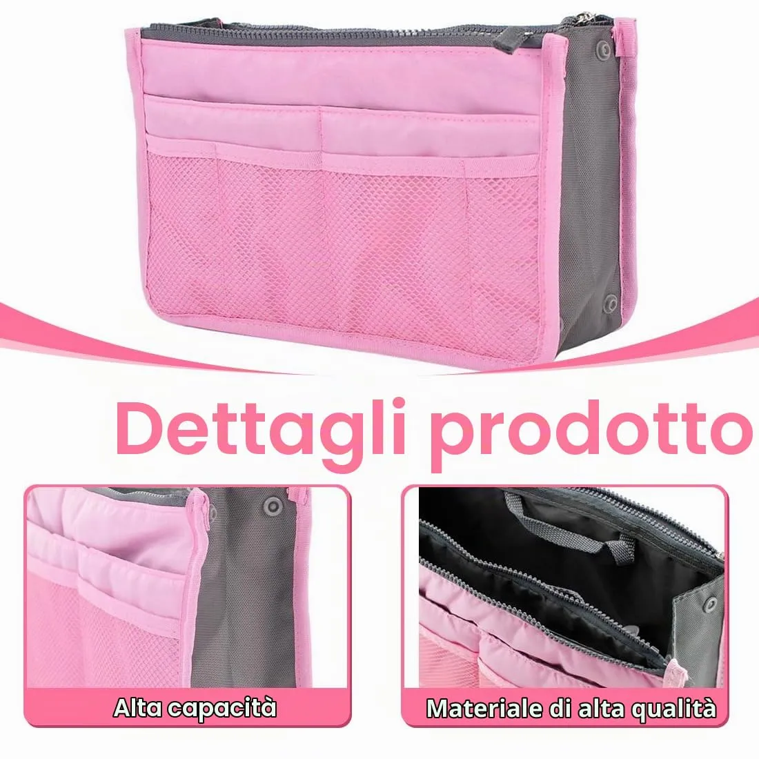 GXGM 1 Pezzo borsa organizer Organizzatore Borsa Donna Economico,organizer borsa,Comodo Pratico Organizer Espandibile,Trasferimento Quotidiano Facile e Veloce (Rosa) - immagine 3