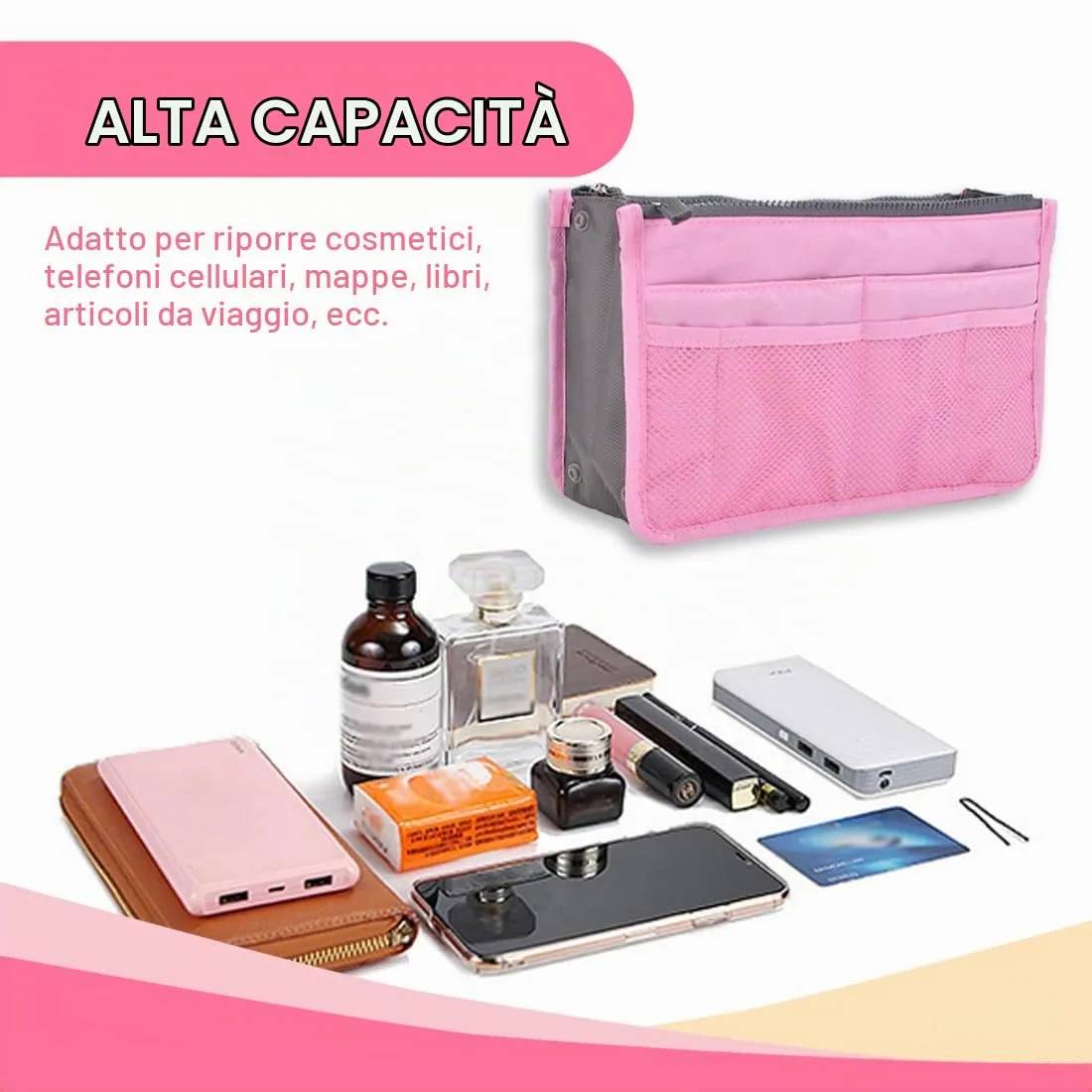 GXGM 1 Pezzo borsa organizer Organizzatore Borsa Donna Economico,organizer borsa,Comodo Pratico Organizer Espandibile,Trasferimento Quotidiano Facile e Veloce (Rosa) - immagine 4