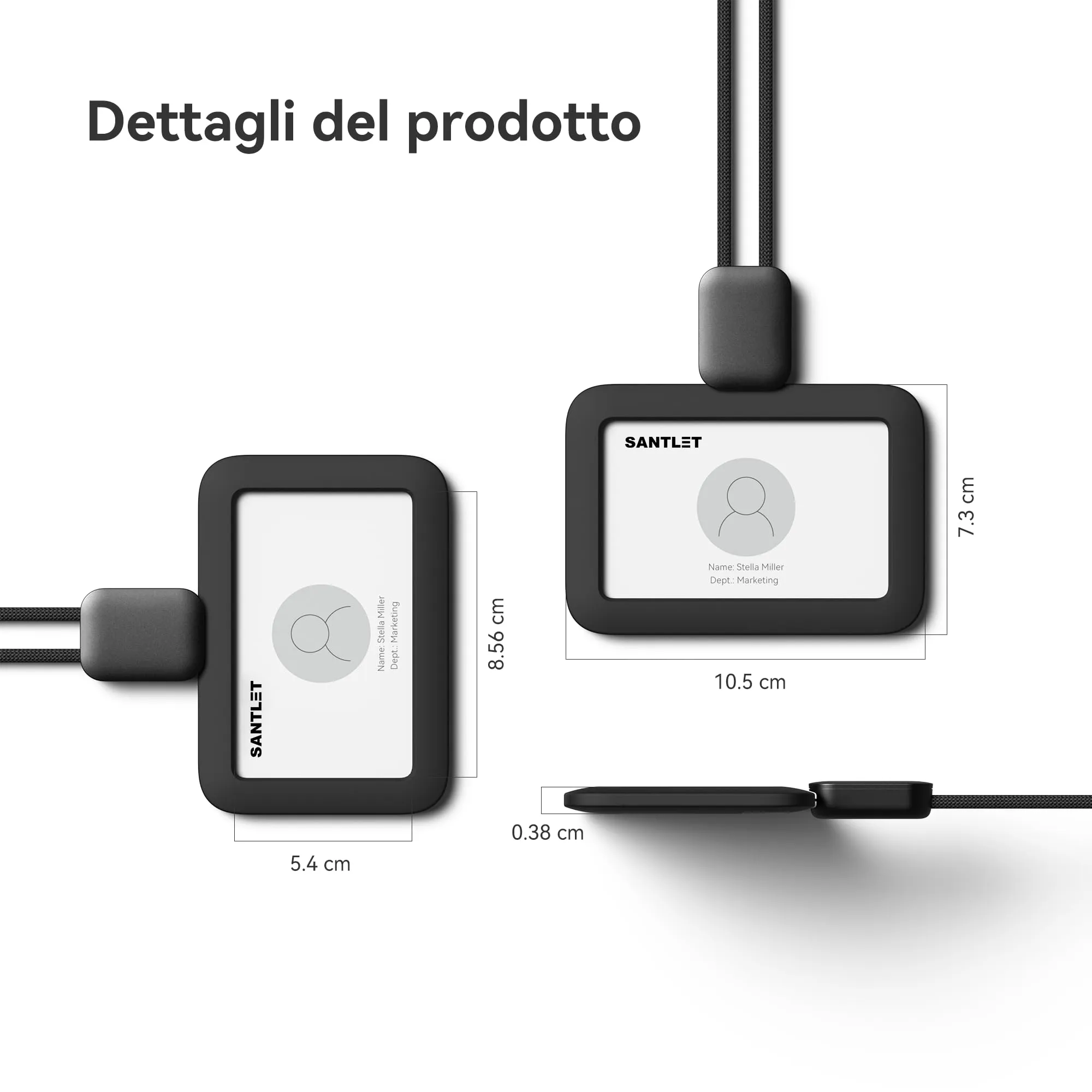 SANTLET Cordino per Portabadge, Silicone Morbido, Cavo Retrattile - immagine 2