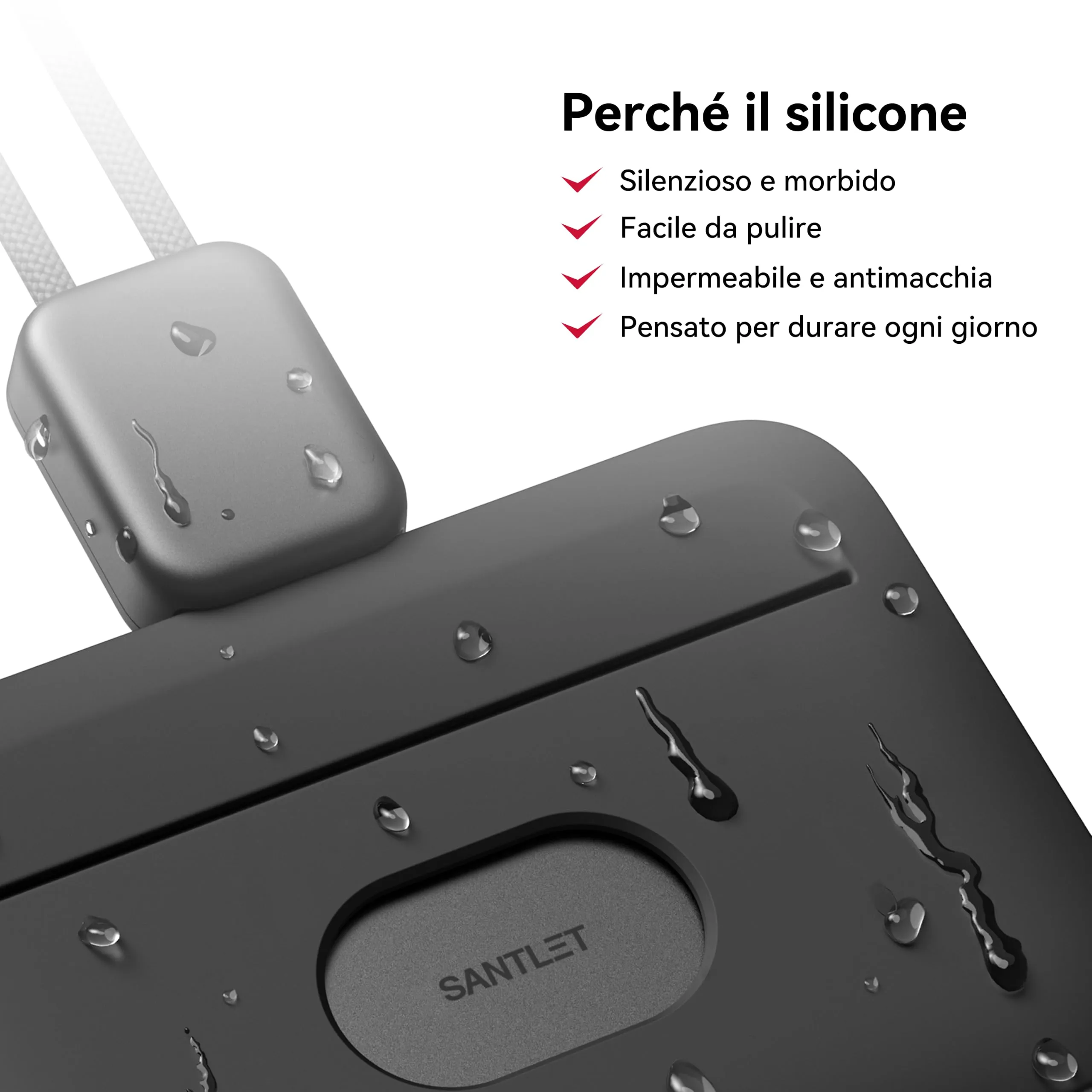 SANTLET Cordino per Portabadge, Silicone Morbido, Cavo Retrattile - immagine 4