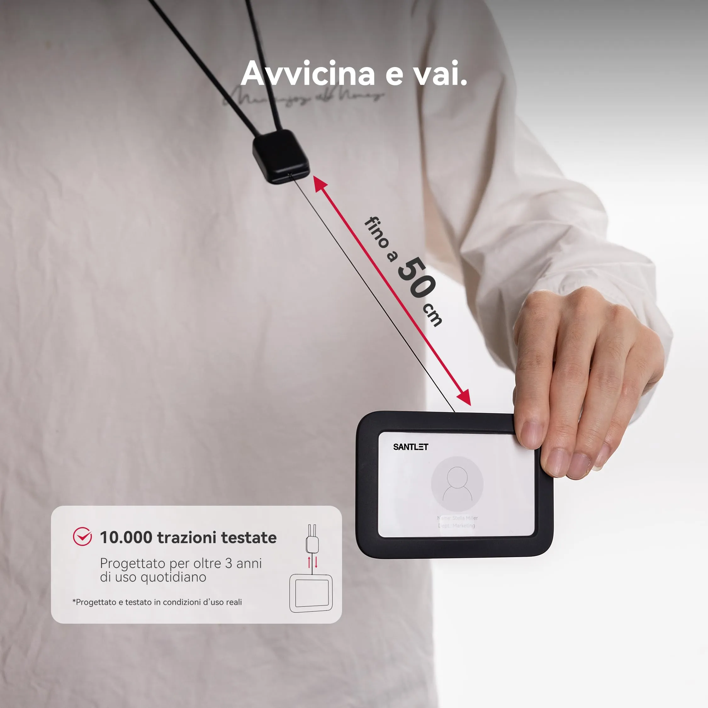 SANTLET Cordino per Portabadge, Silicone Morbido, Cavo Retrattile - immagine 8