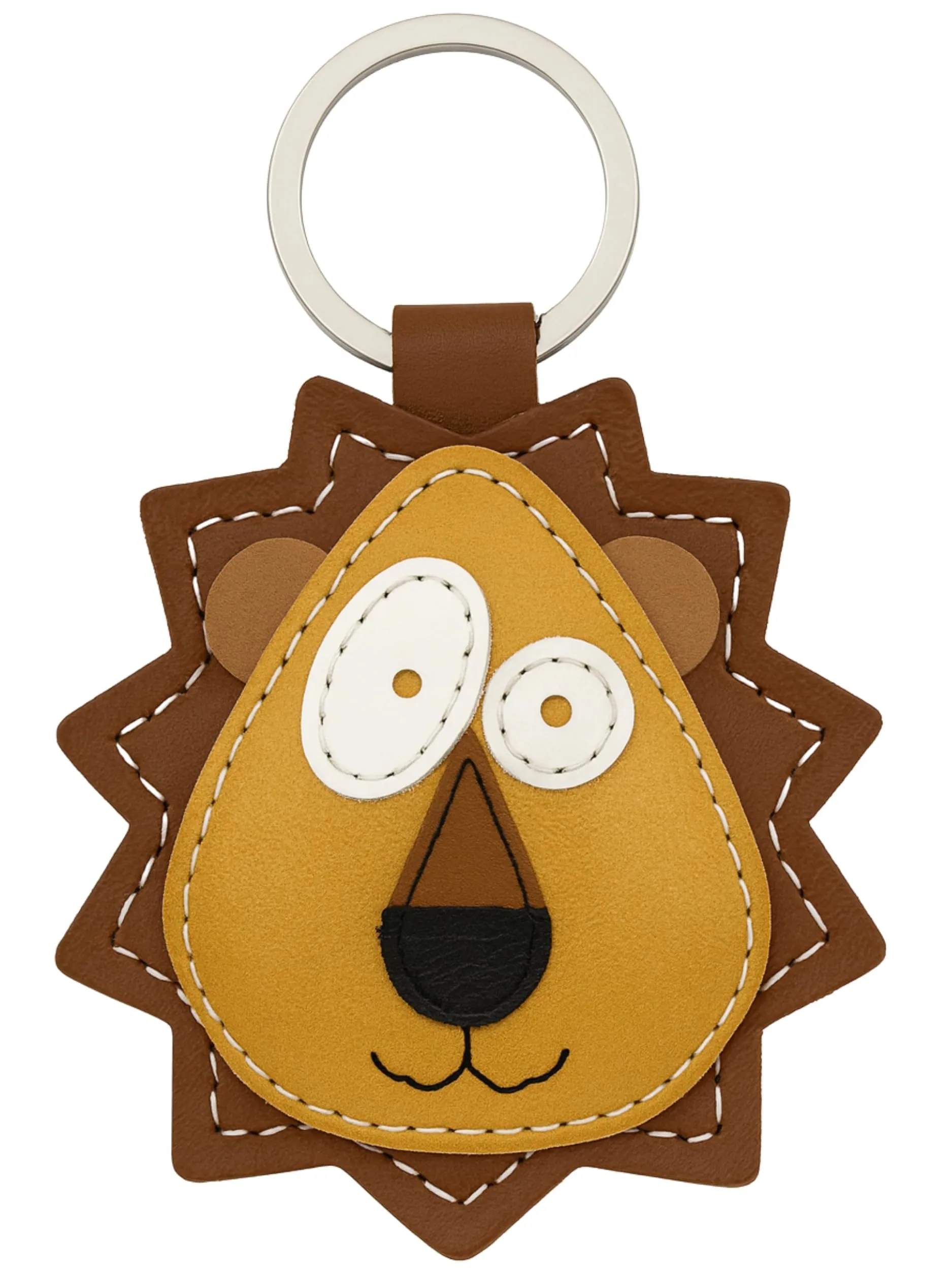 Simaru Portachiavi in pelle autentica a forma di animale, fabbricato nell'UE, ideale per Natale, compleanni e anniversari, giallo (leone), SO - immagine 1