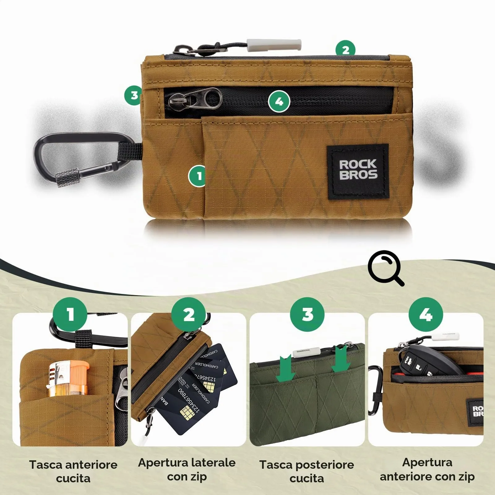 ROCKBROS Portafoglio Uomo Donna Slim, Porta Carte Credito Piccola Portatile - immagine 3