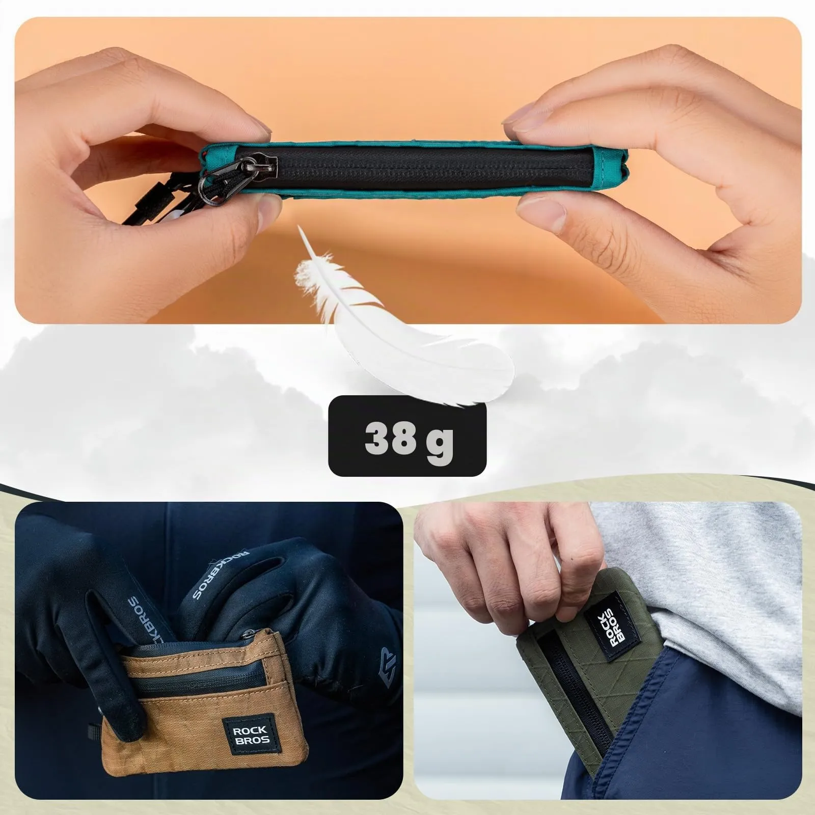 ROCKBROS Portafoglio Uomo Donna Slim, Porta Carte Credito Piccola Portatile - immagine 5