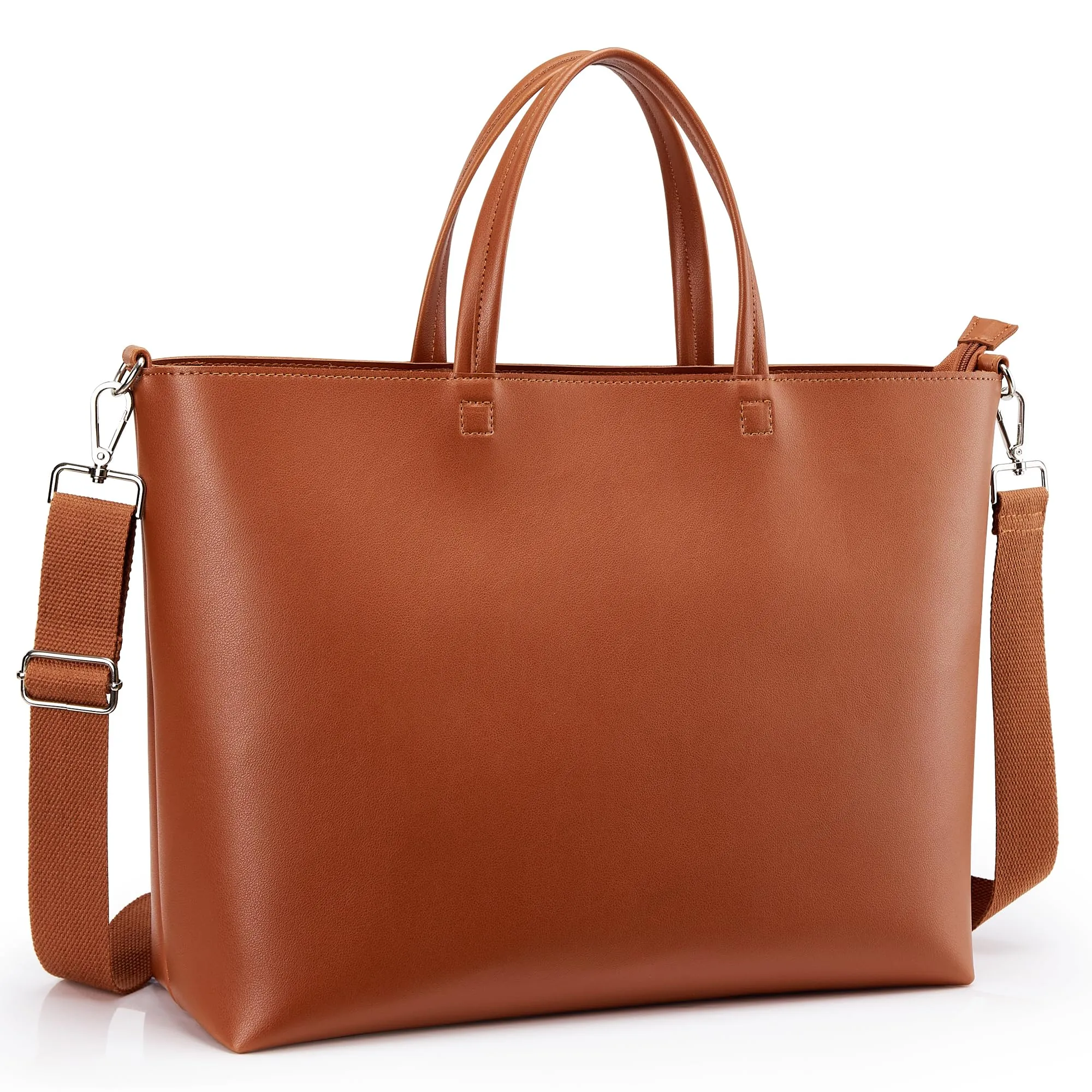 KALIDI Tote Bag Borse da donna Grande borsa a tracolla con cerniera Impermeabile PU Borse da donna Borsa da donna per lavoro Scuola Viaggi Uso quotidiano, Crossbody-marrone - immagine 1