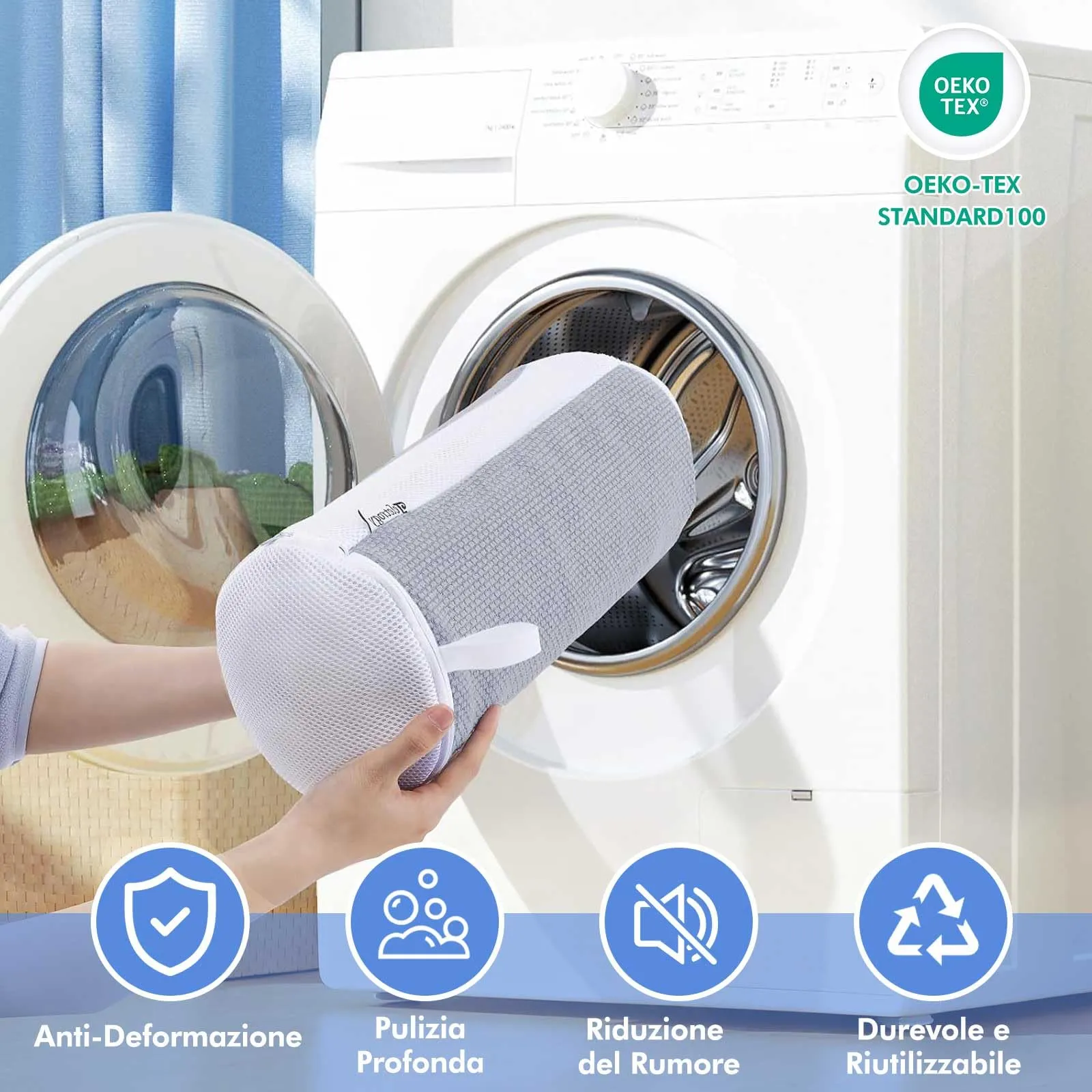 Teletrogy 2 Pezzi Sacchetti per Scarpe Lavanderia Sacchetto Scarpe con Cerniera Nascosta, Pulizia a 360° Tutto Campo, Riutilizzabile e Anti-Deformazione per Sacchetto Scarpe Lavatrice, Grigio - immagine 4