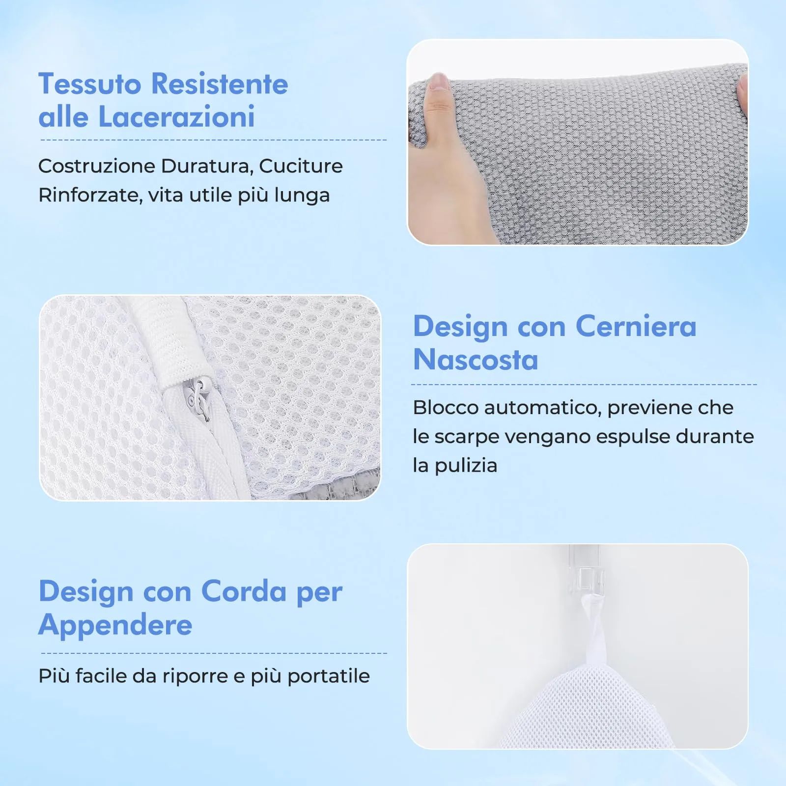 Teletrogy 2 Pezzi Sacchetti per Scarpe Lavanderia Sacchetto Scarpe con Cerniera Nascosta, Pulizia a 360° Tutto Campo, Riutilizzabile e Anti-Deformazione per Sacchetto Scarpe Lavatrice, Grigio - immagine 5