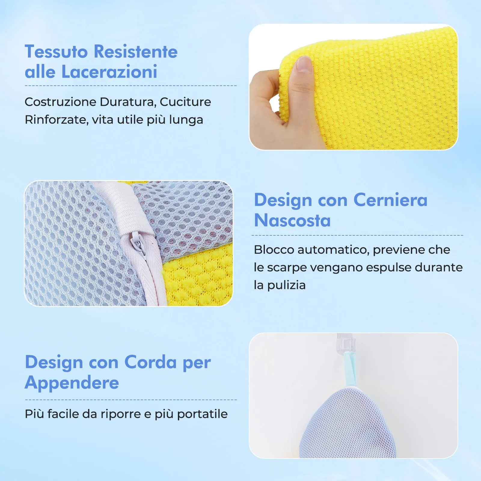 Teletrogy 2 Pezzi Sacchetti per Scarpe Lavanderia Sacchetto Scarpe con Cerniera Nascosta, Pulizia a 360° Tutto Campo, Riutilizzabile e Anti-Deformazione per Sacchetto Scarpe Lavatrice, Giallo - immagine 7