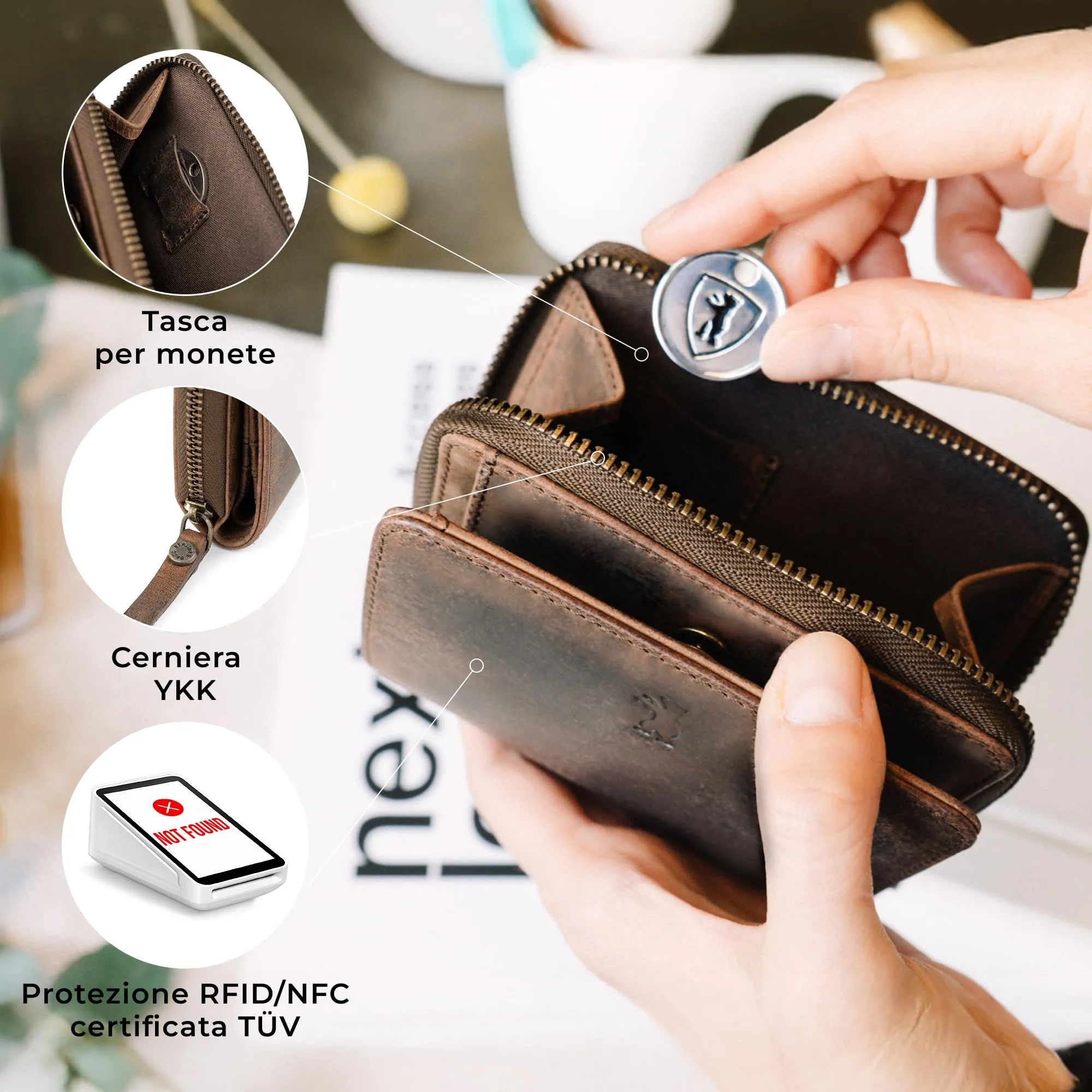 Berliner Bags Portafoglio Sara Donna Piccolo con Portamonete e RFID Pelle - immagine 4